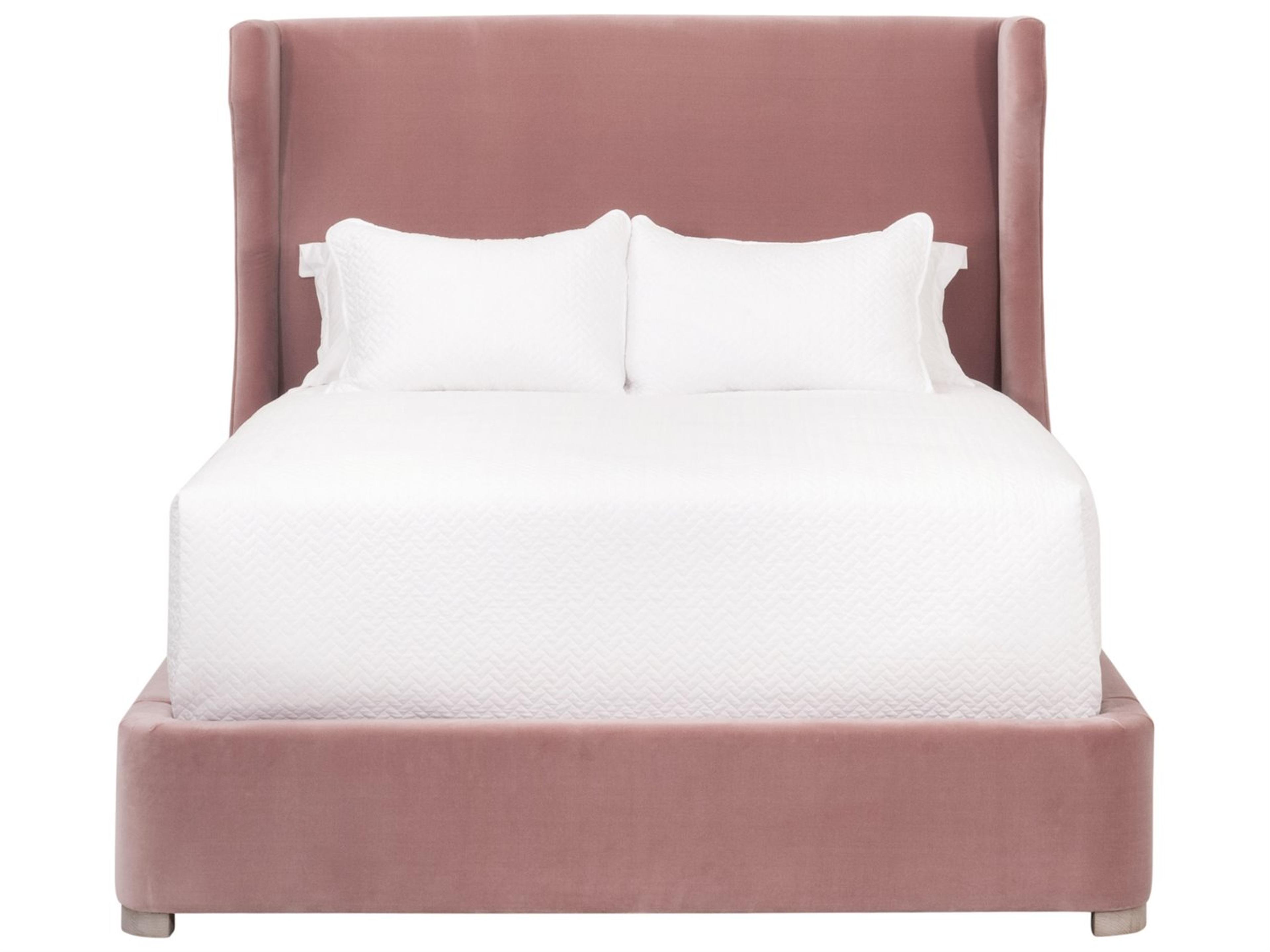 Luxecor Respite Pink Oak Wood Upholstered Queen Platform Bed