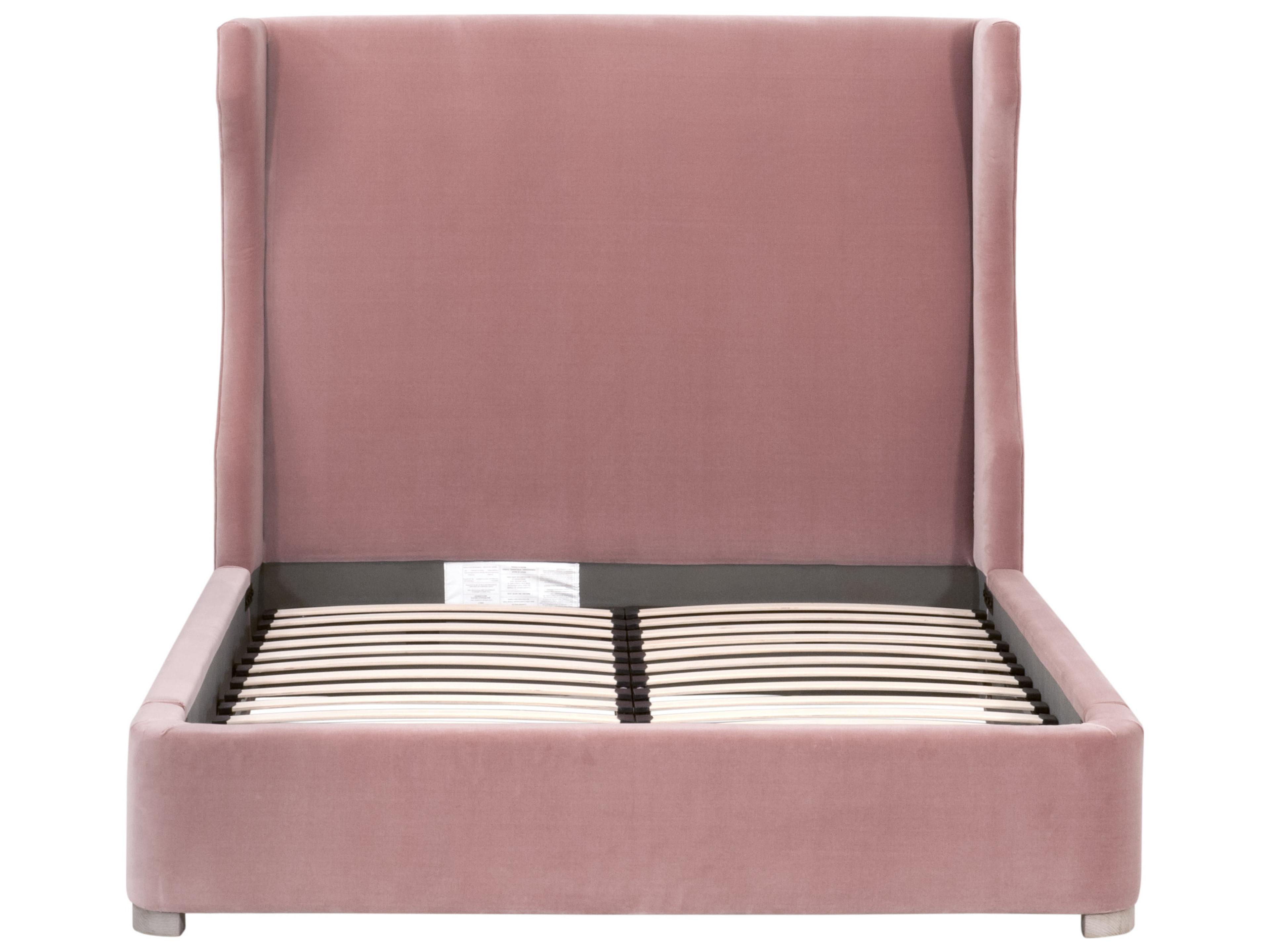 Luxecor Respite Pink Oak Wood Upholstered Queen Platform Bed