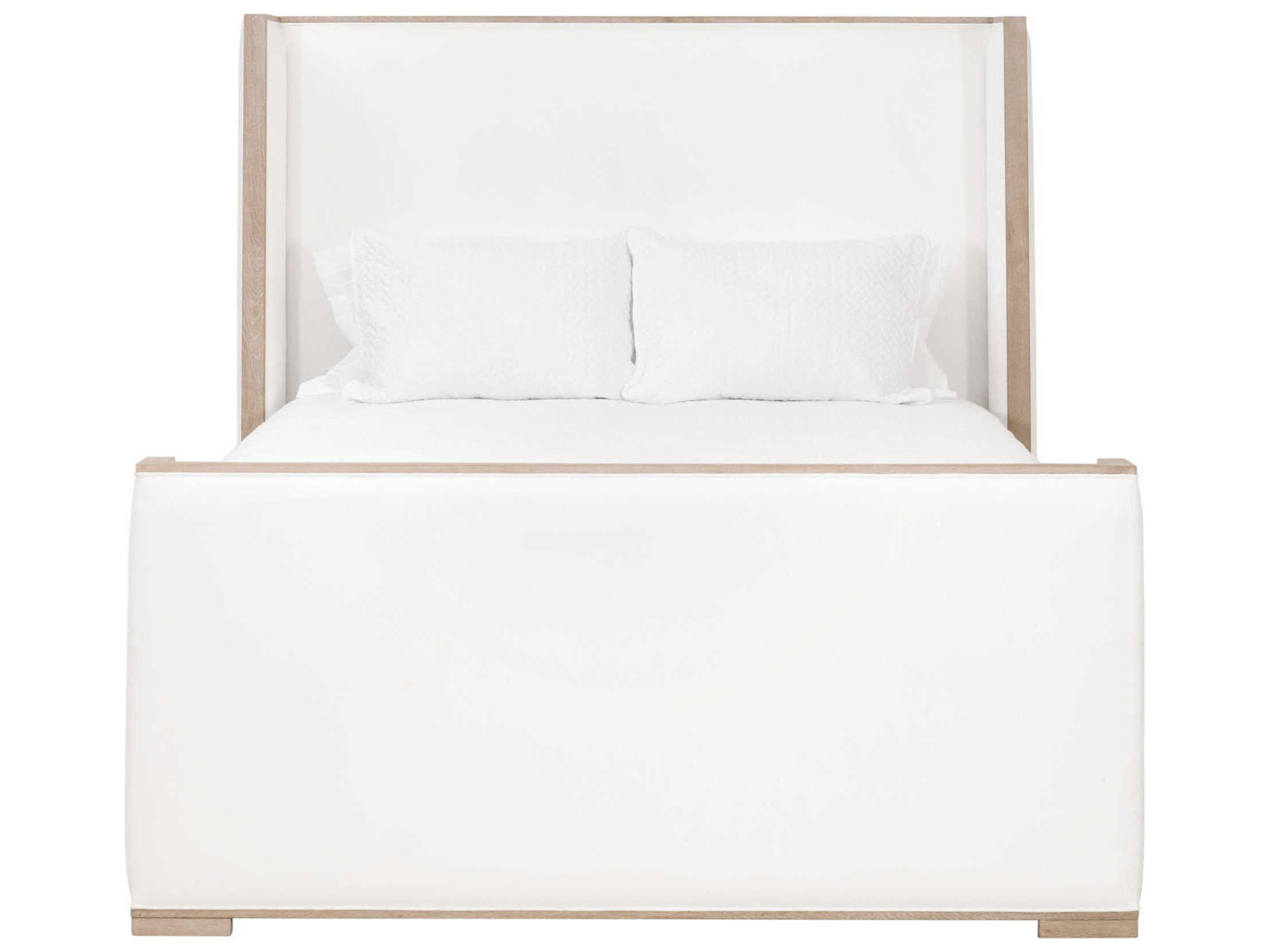 Essentials for Living Stitch & Hand Tailor White Oak Wood Upholstered Queen Panel Bed