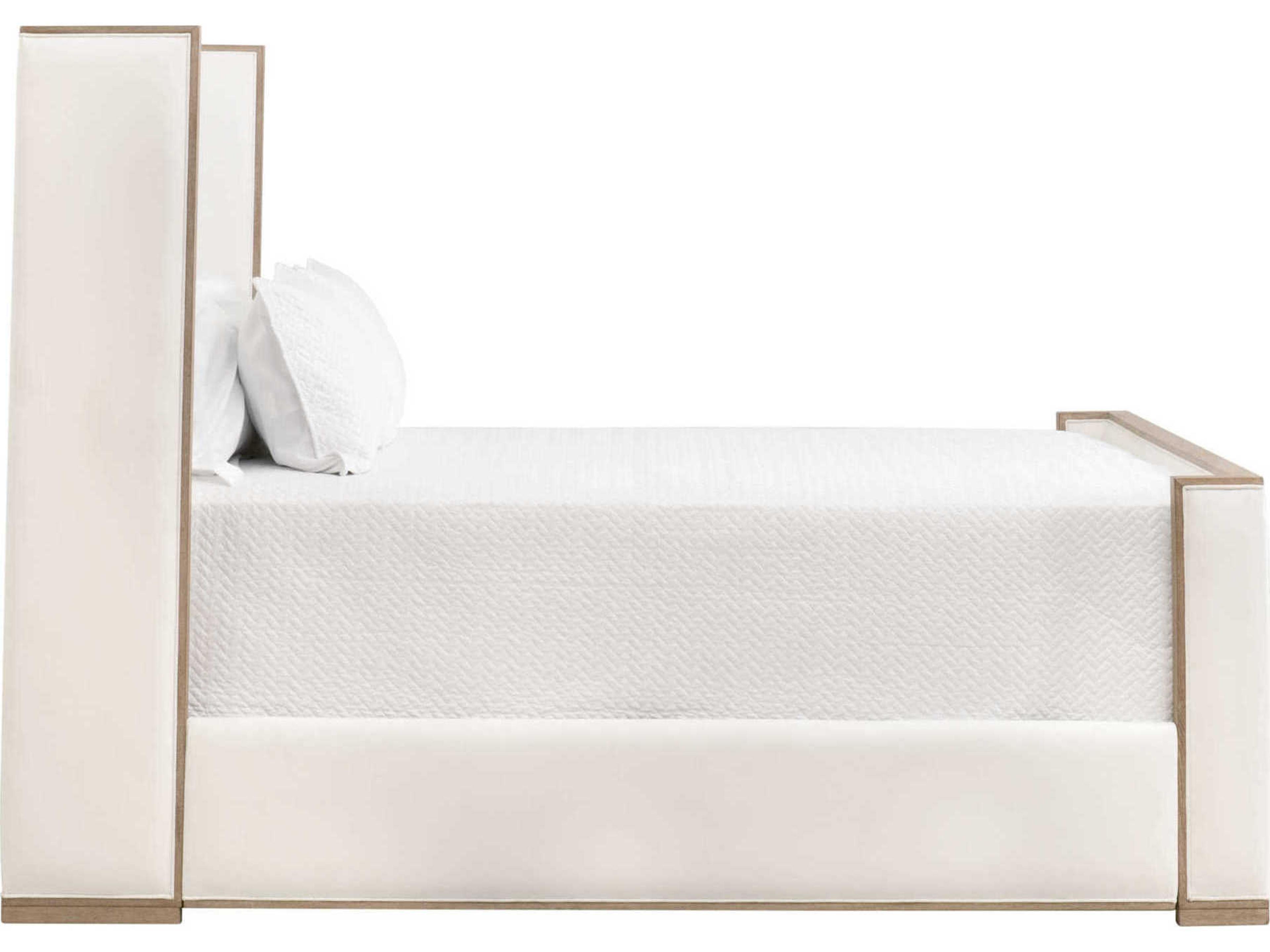 Essentials for Living Stitch & Hand Tailor White Oak Wood Upholstered Queen Panel Bed