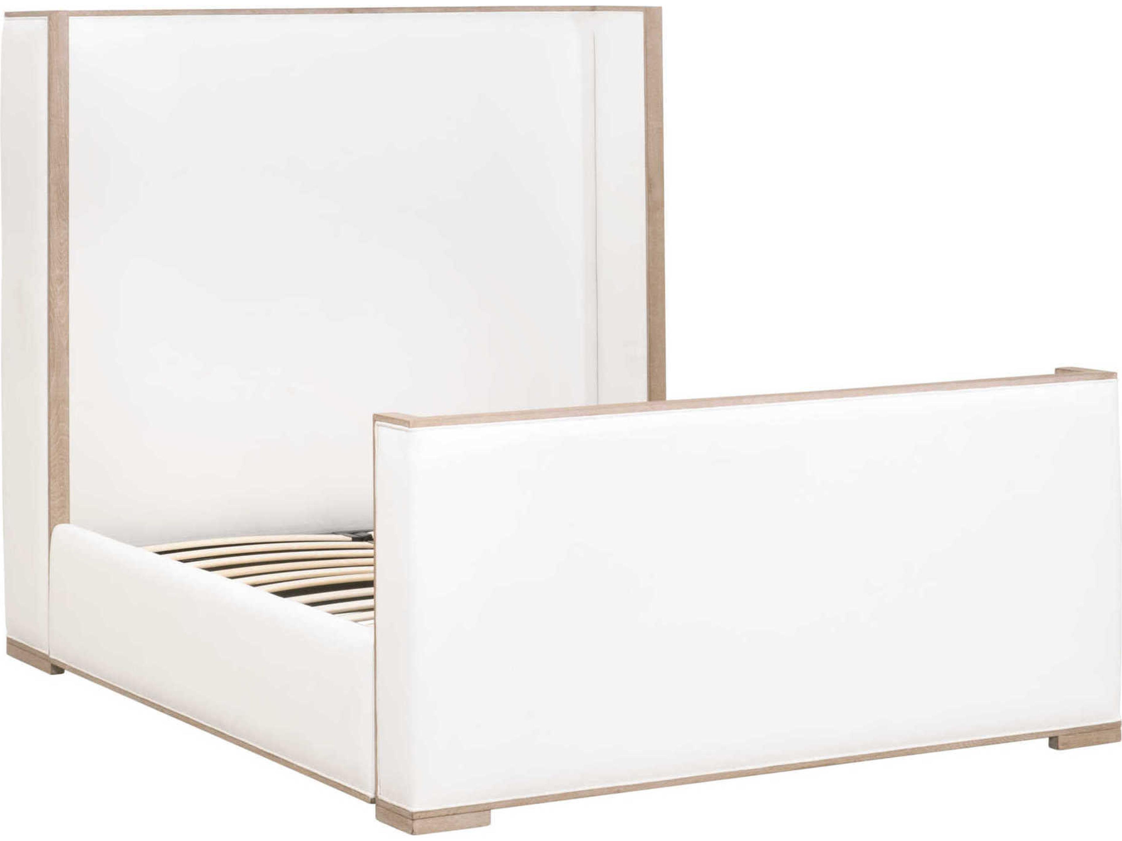 Essentials for Living Stitch & Hand Tailor White Oak Wood Upholstered California King Panel Bed