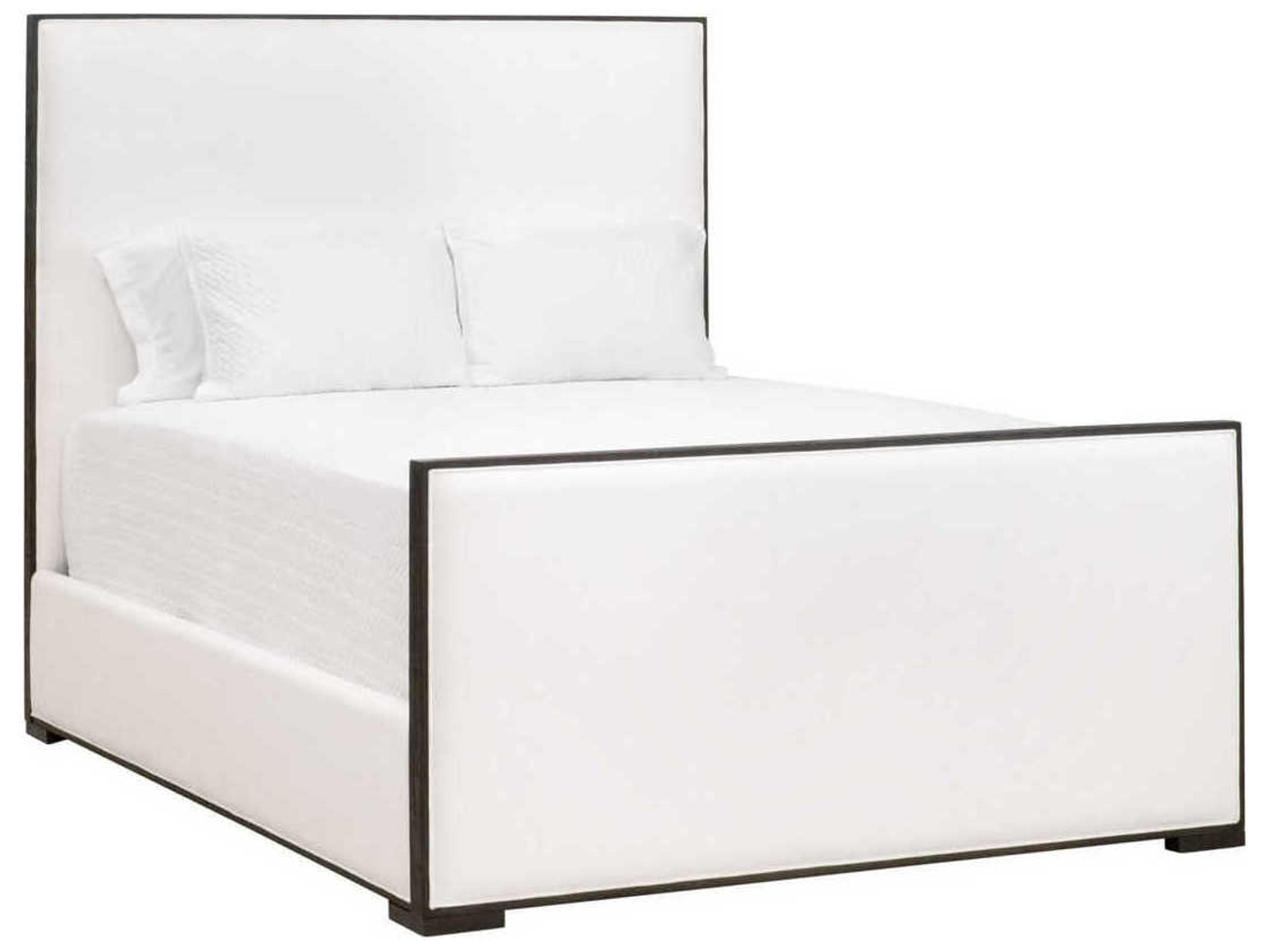 Luxecor Respite Pearl Matte Brown Oak White Wood Upholstered California King Panel Bed