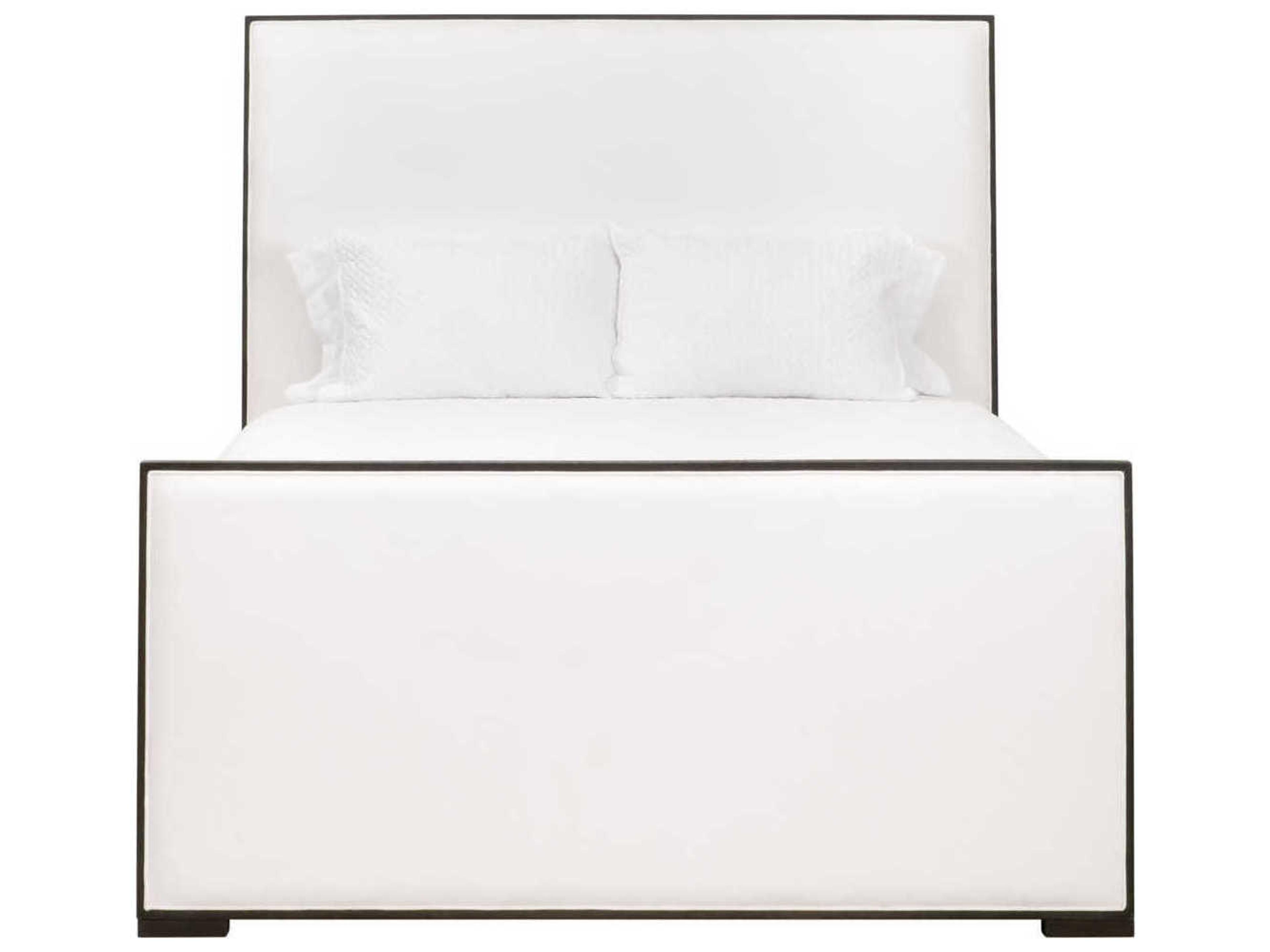 Luxecor Respite Pearl Matte Brown Oak White Wood Upholstered King Panel Bed