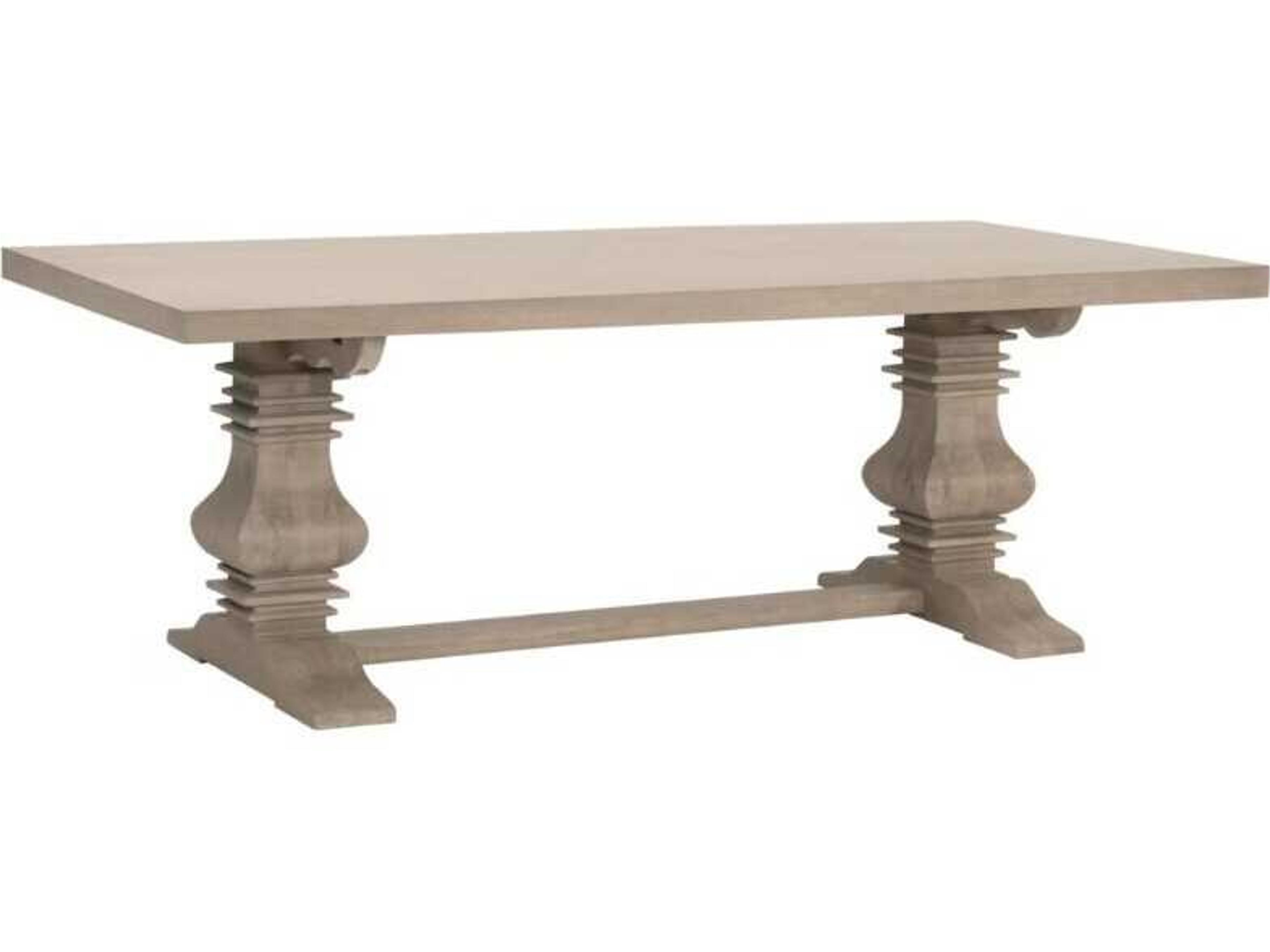 Bella Antique Rectangular Wood Reinforced Smoke Gray Oak Dining Table