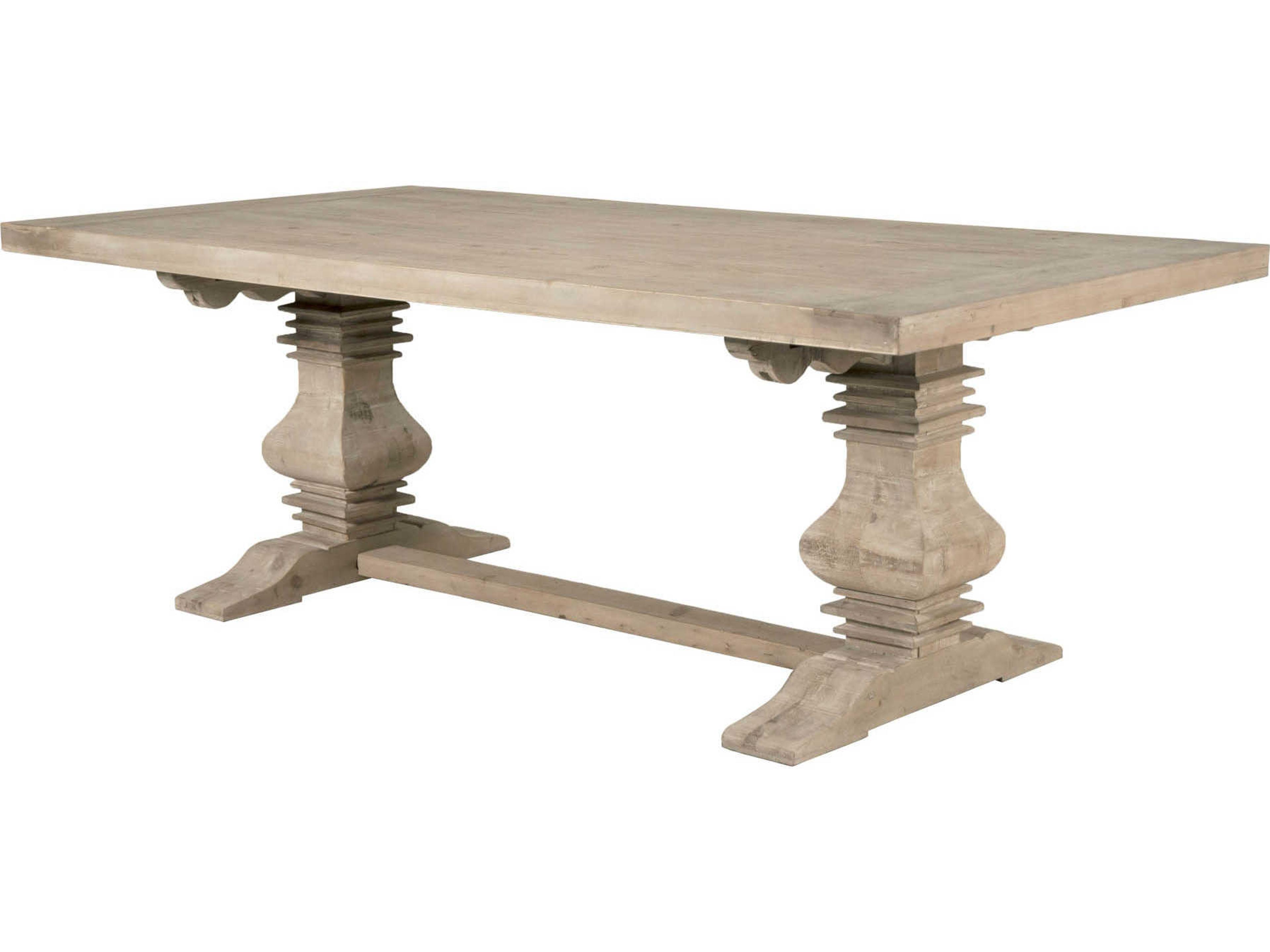 Bella Antique Monastery Extendable Rectangular Wood Smoke Gray Dining Table