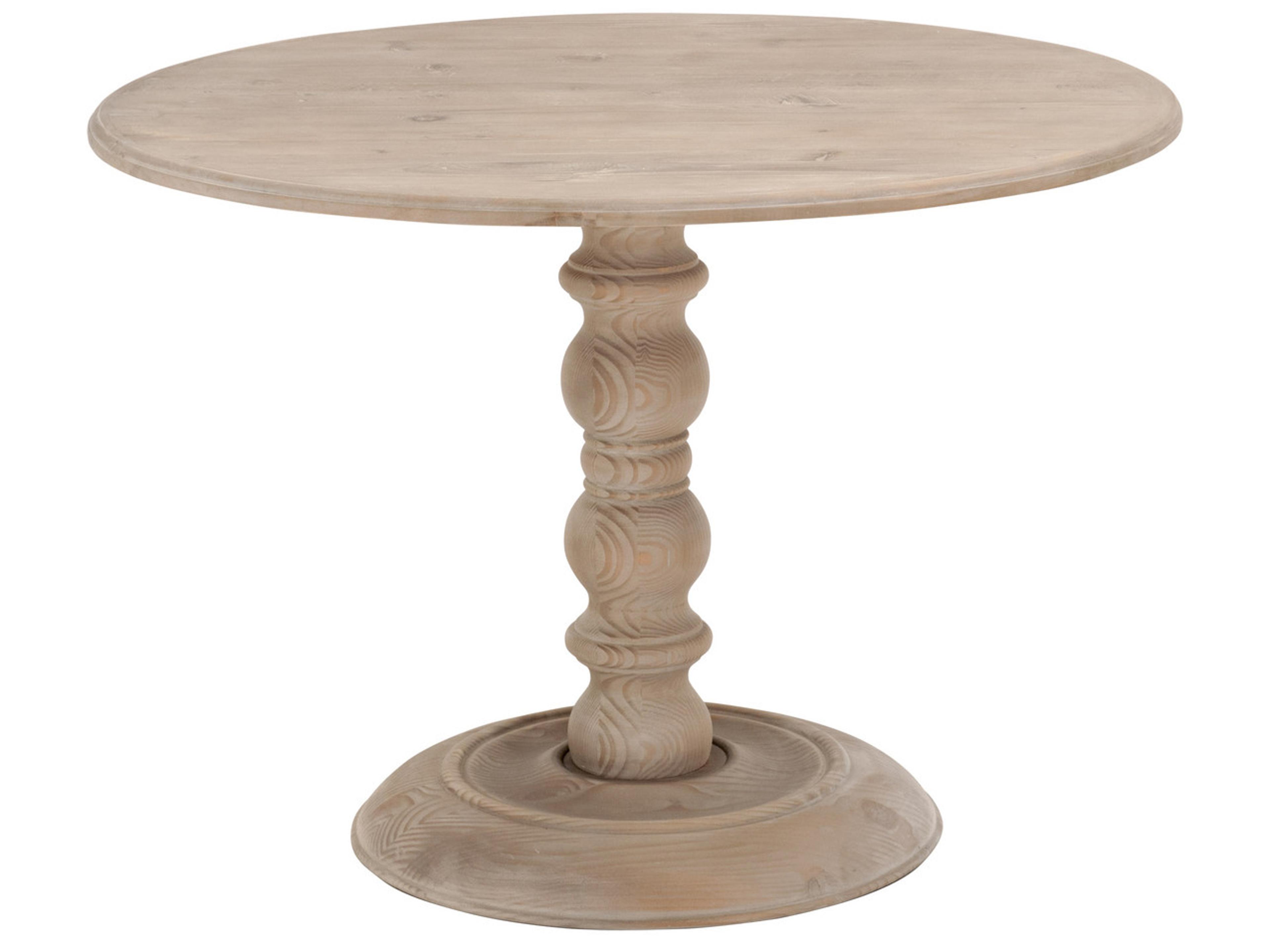 Bella Antique Chelsea Round Wood Smoke Gray Pine Dining Table