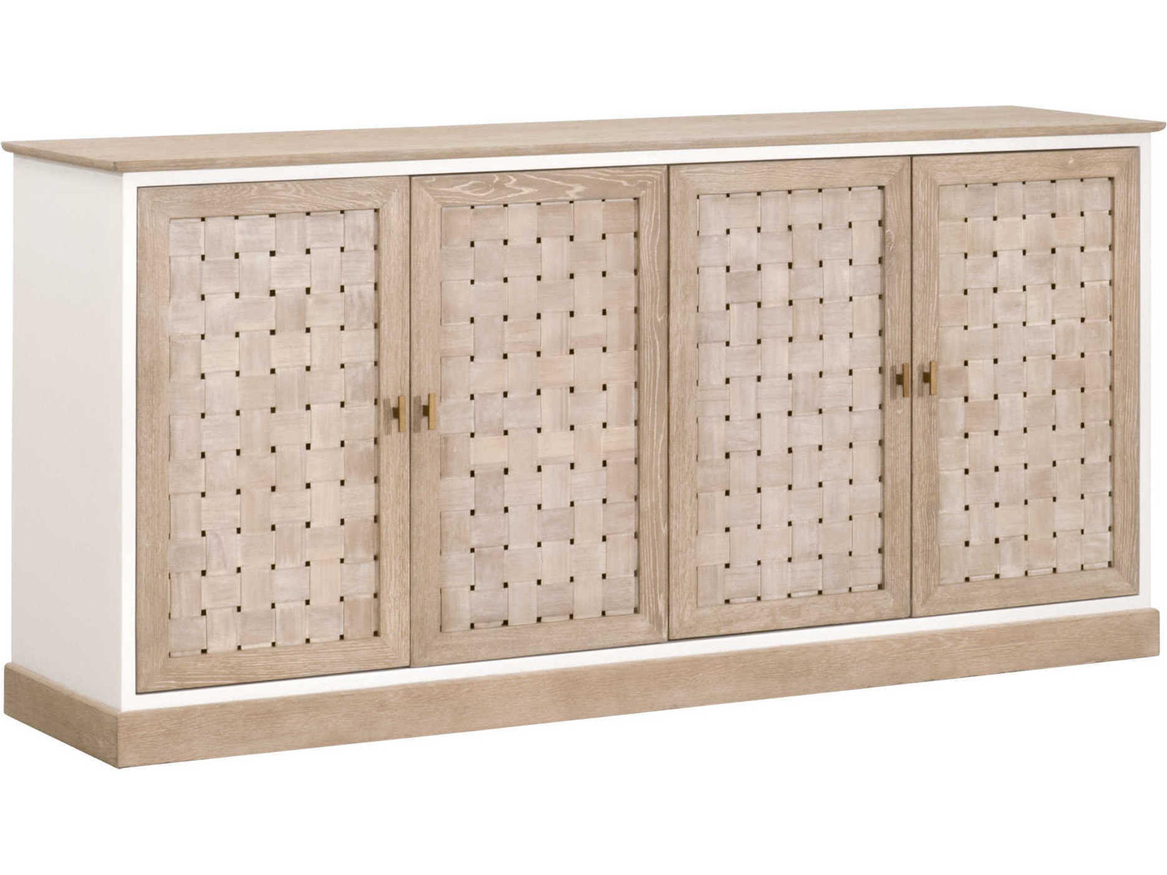 Bella Antique Weave 74" Oak Wood Smoke Gray Media Console