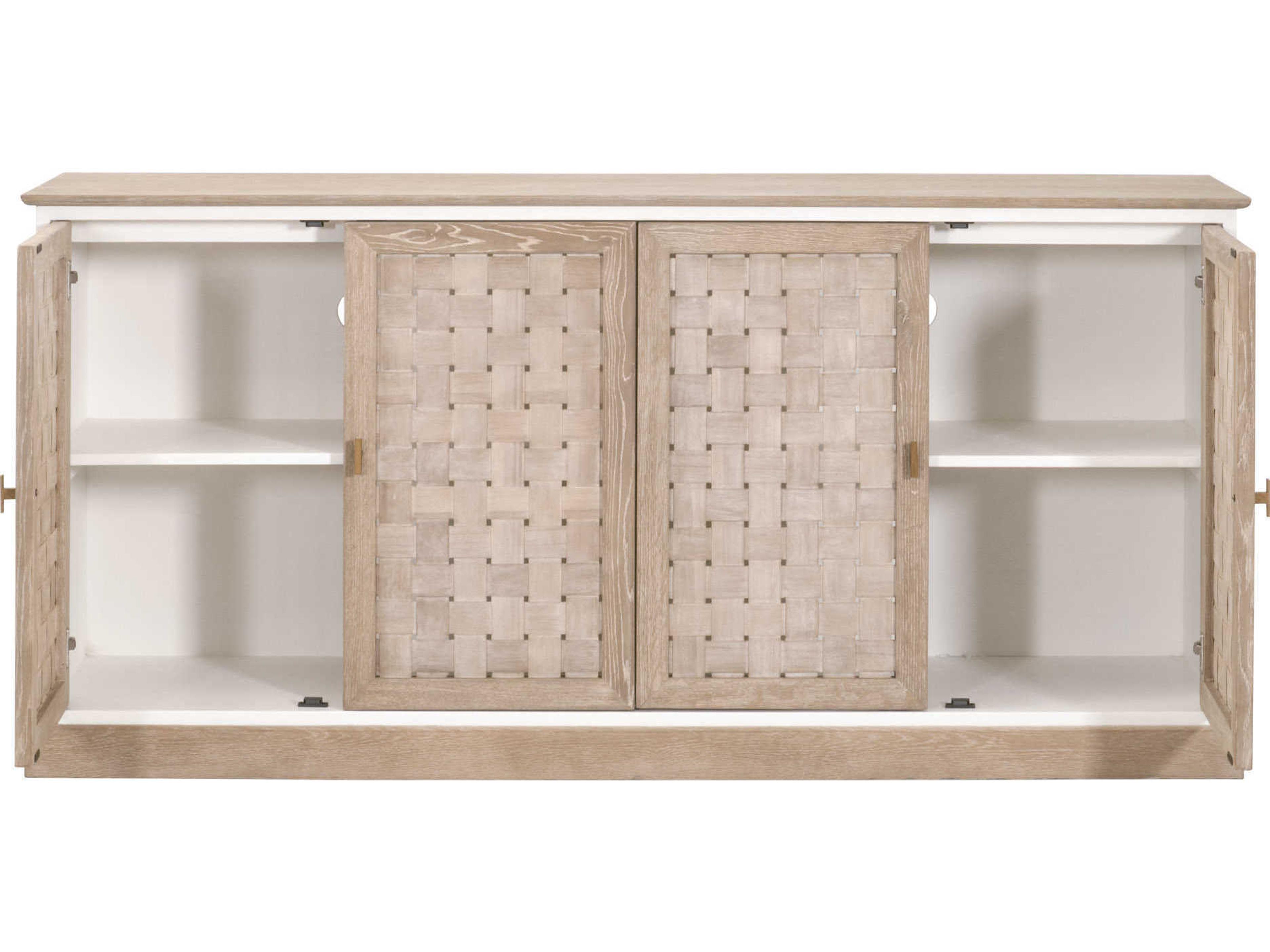 Luxecor Respite Weave 74" Oak Wood Smoke Gray Media Console