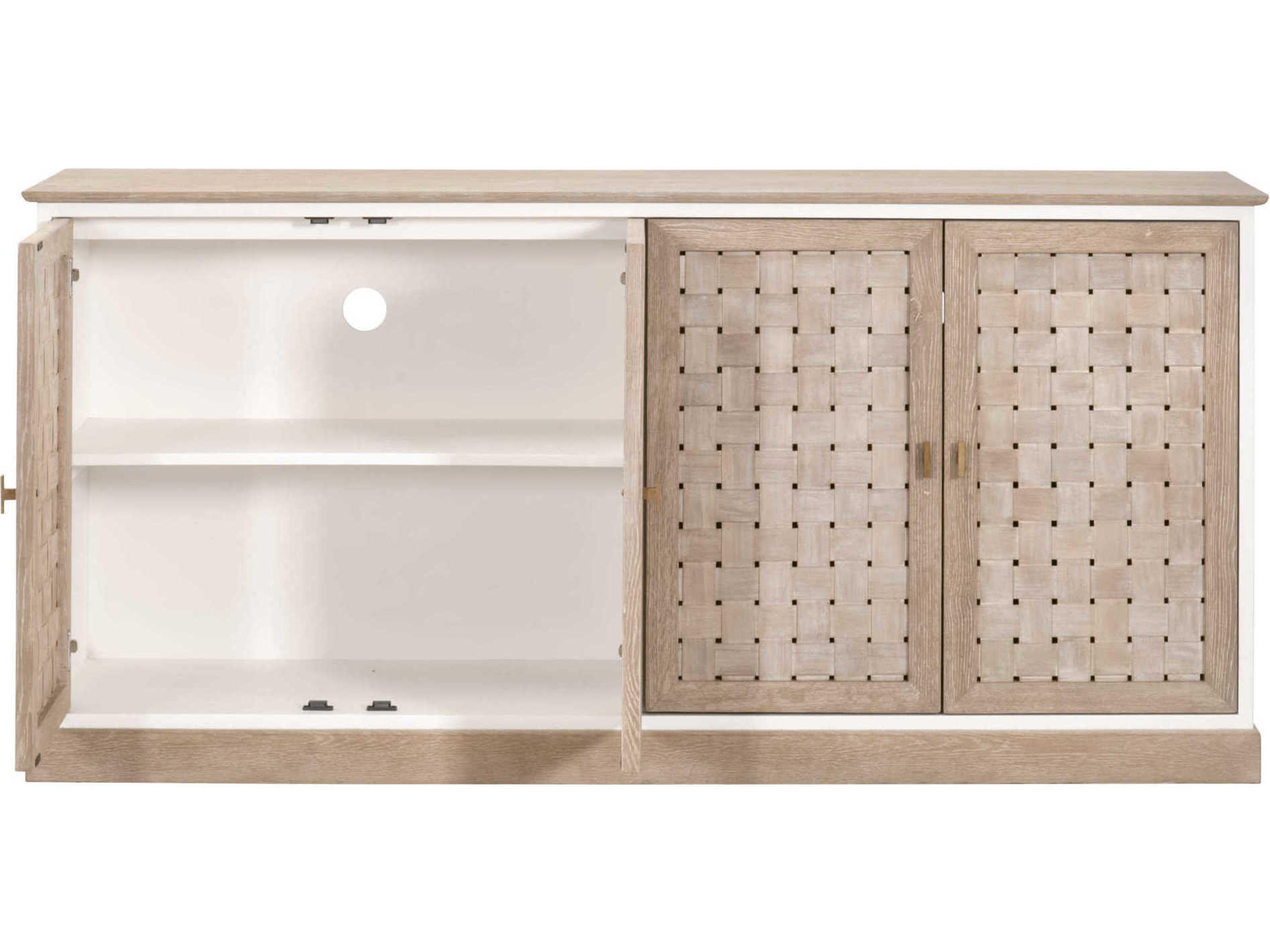 Luxecor Respite Weave 74" Oak Wood Smoke Gray Media Console