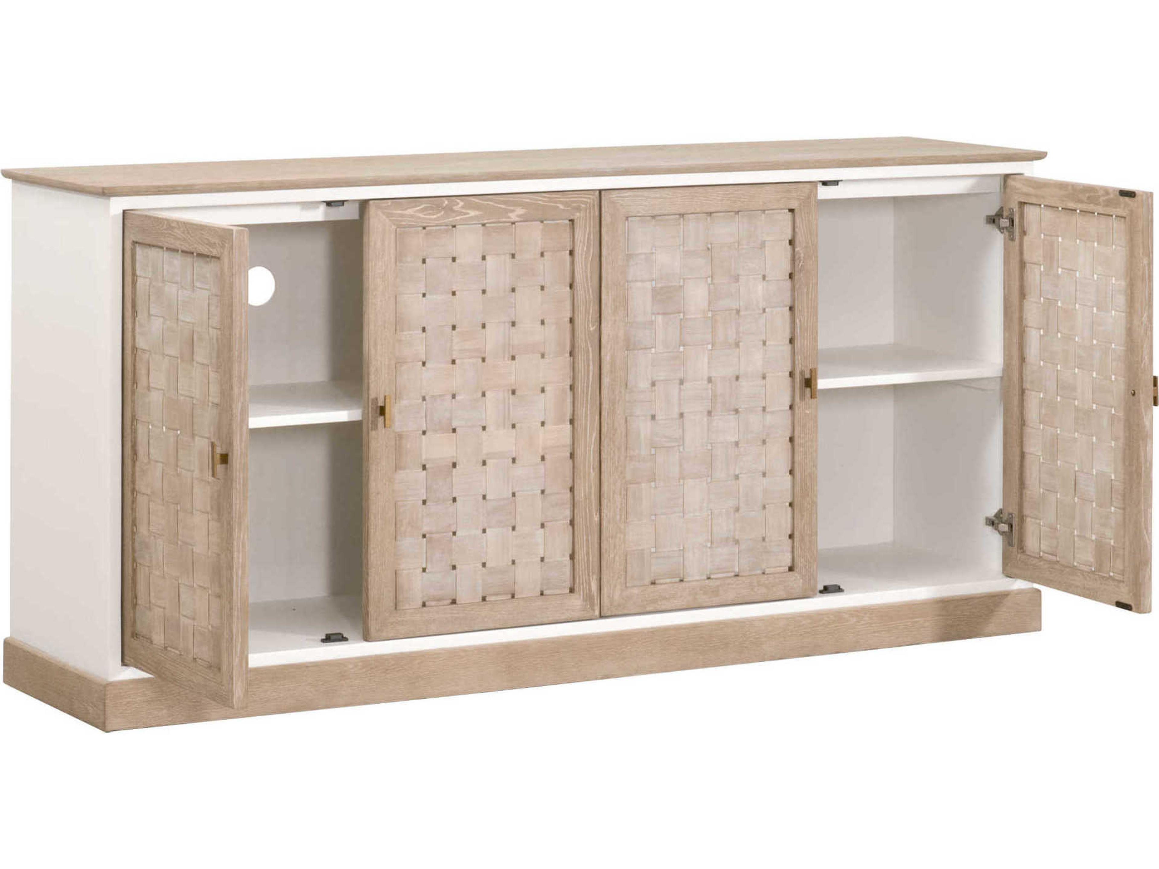 Luxecor Respite Weave 74" Oak Wood Smoke Gray Media Console