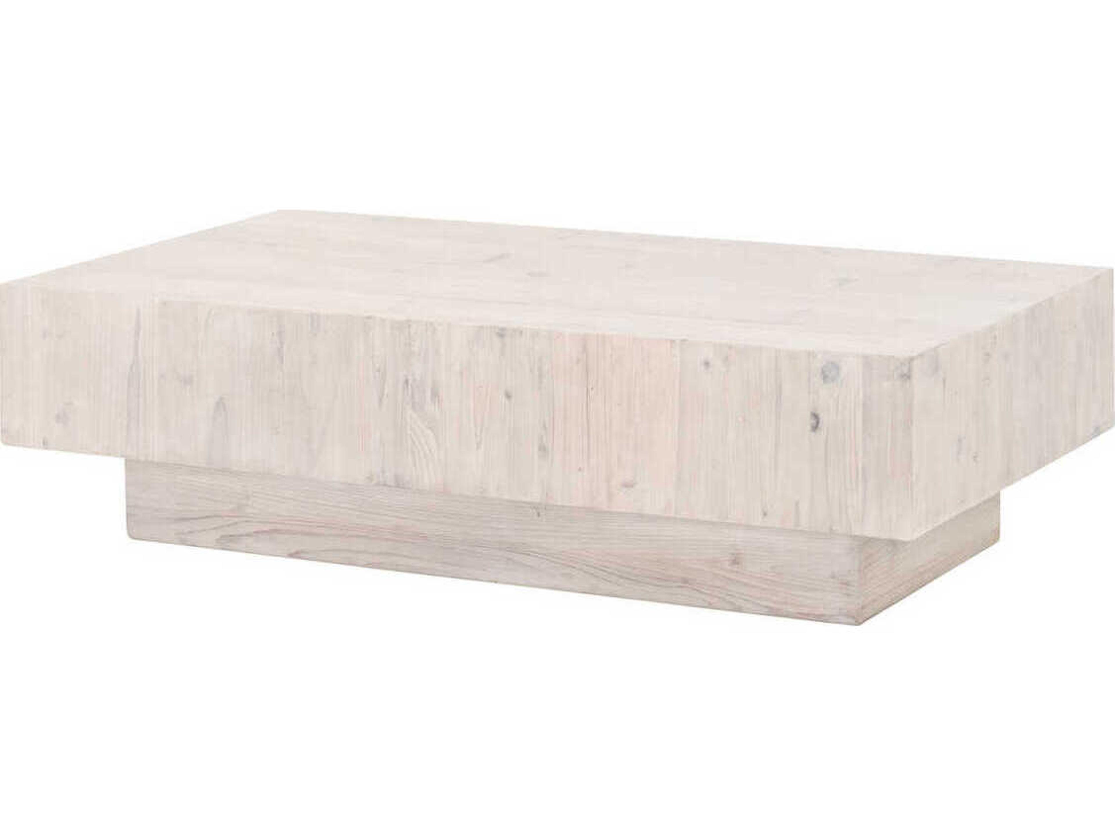 Bella Antique Montauk Rectangular Wood White Wash Pine Coffee Table