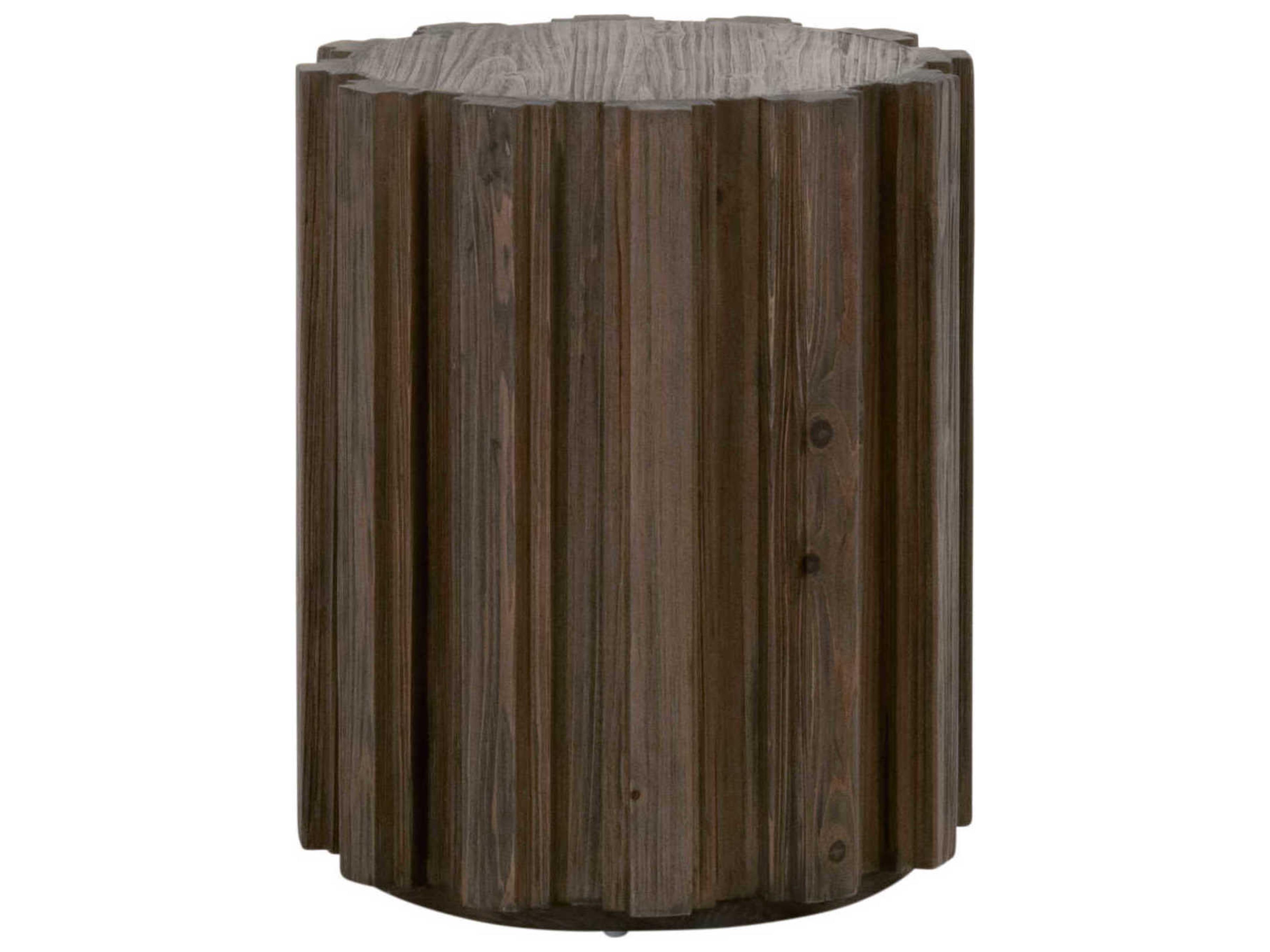 Luxecor Respite Round Wood Drift Brown Pine End Table