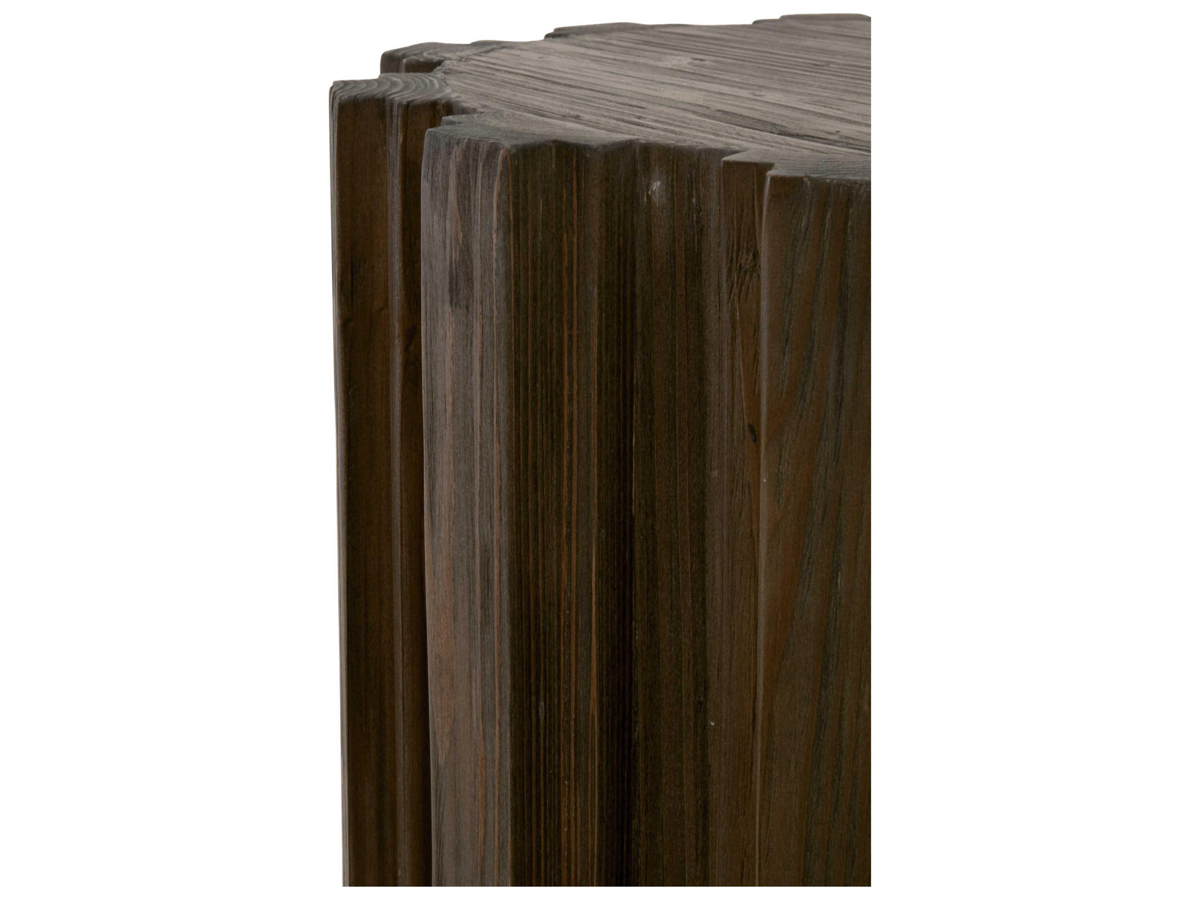 Luxecor Respite Round Wood Drift Brown Pine End Table