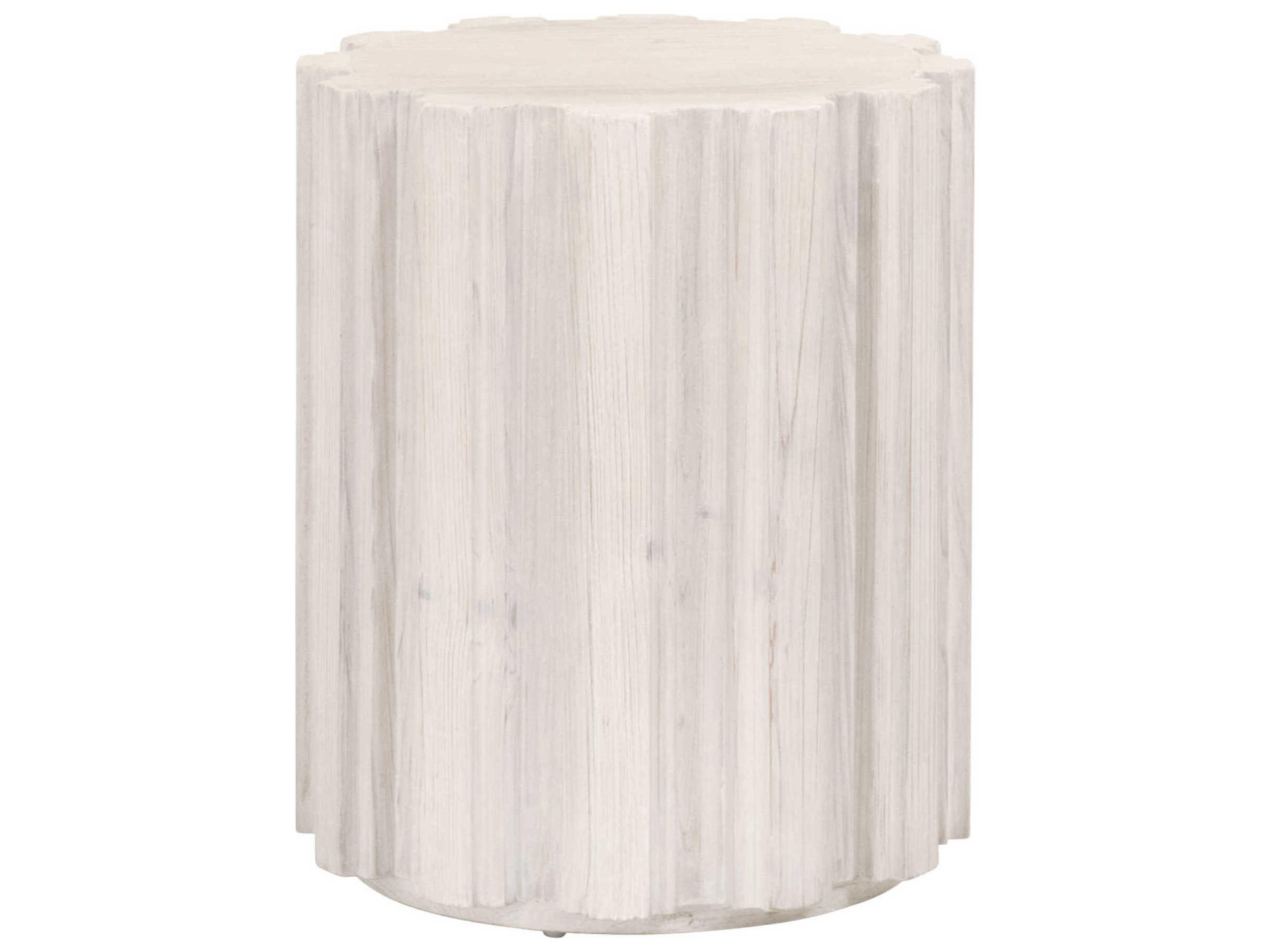 Bella Antique Roma Round Wood White Wash Pine End Table