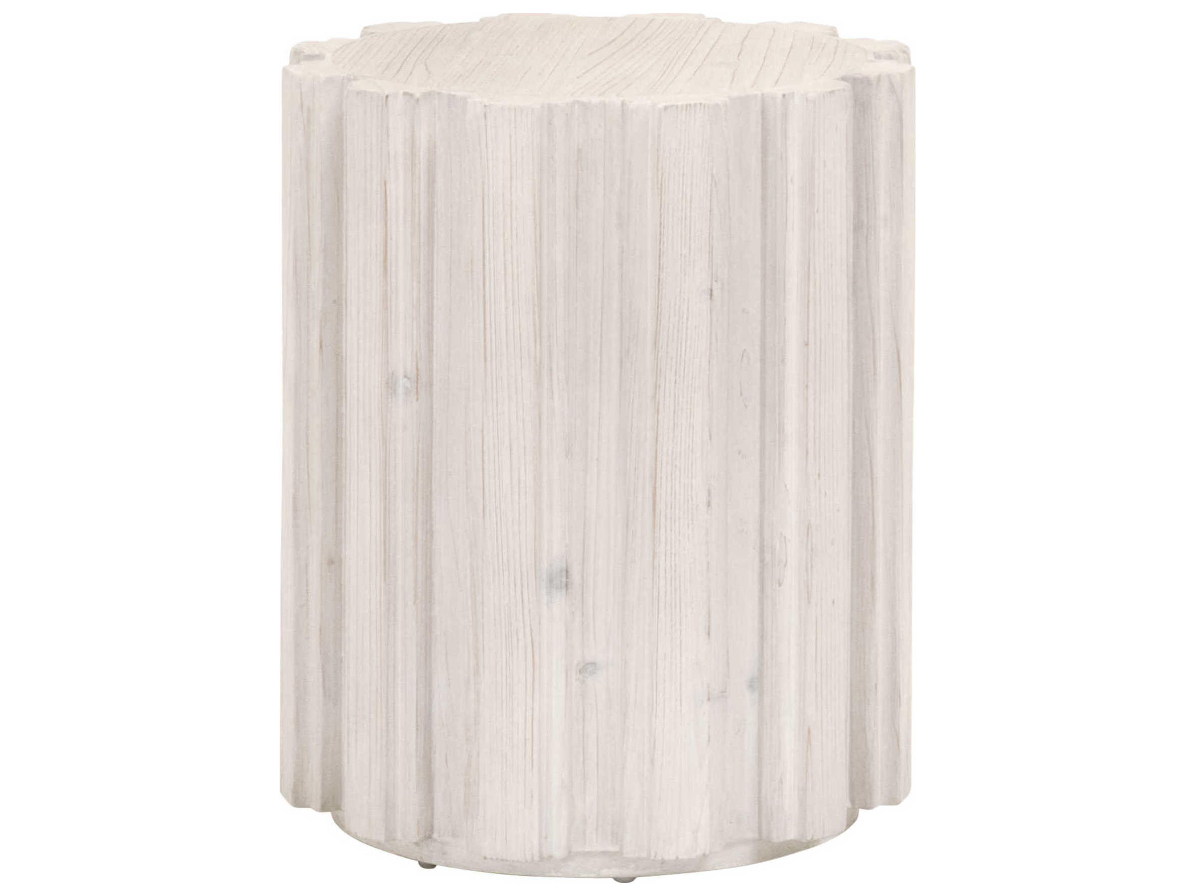Luxecor Respite Round Wood White Wash Pine End Table