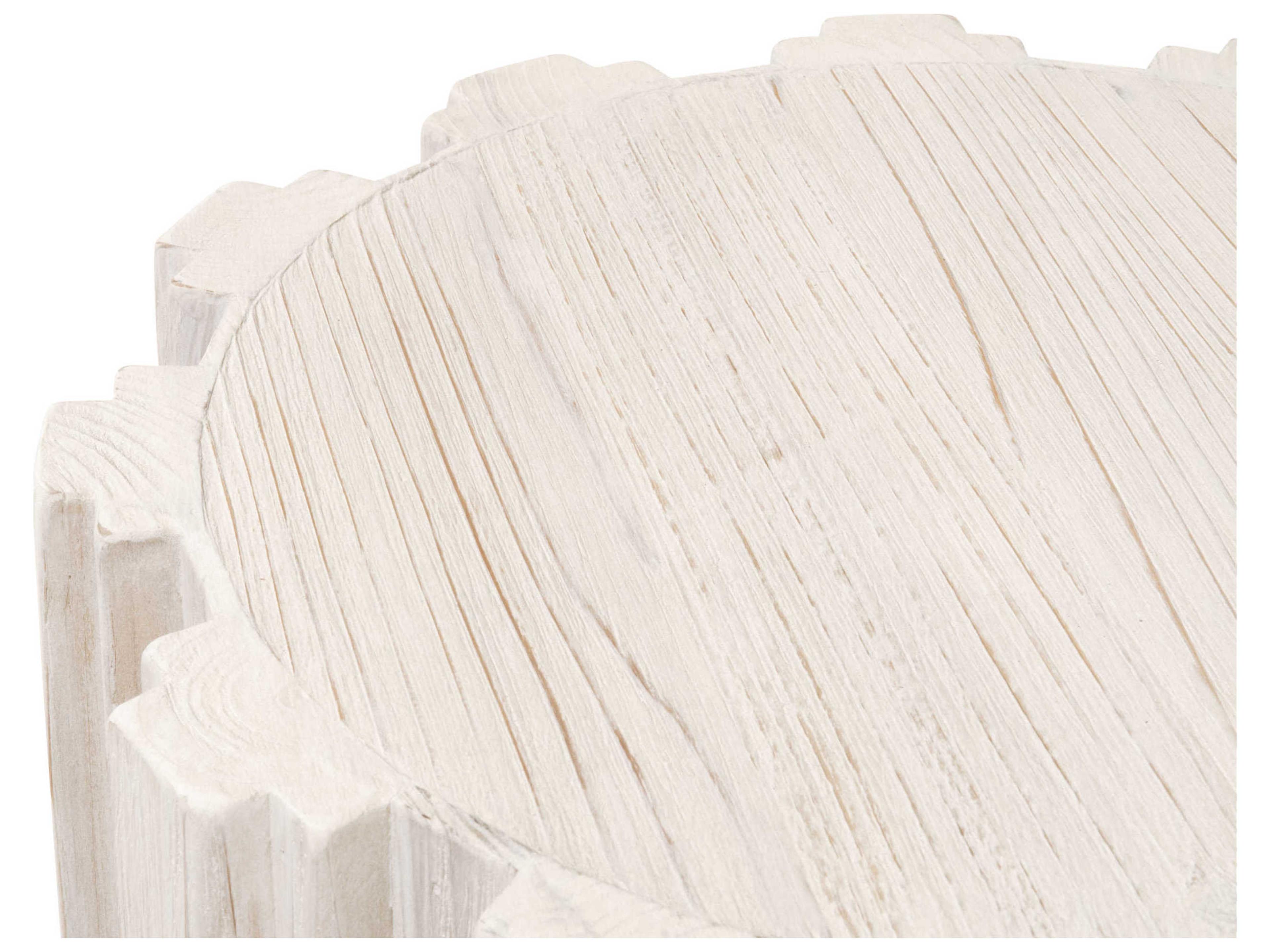Luxecor Respite Round Wood White Wash Pine End Table