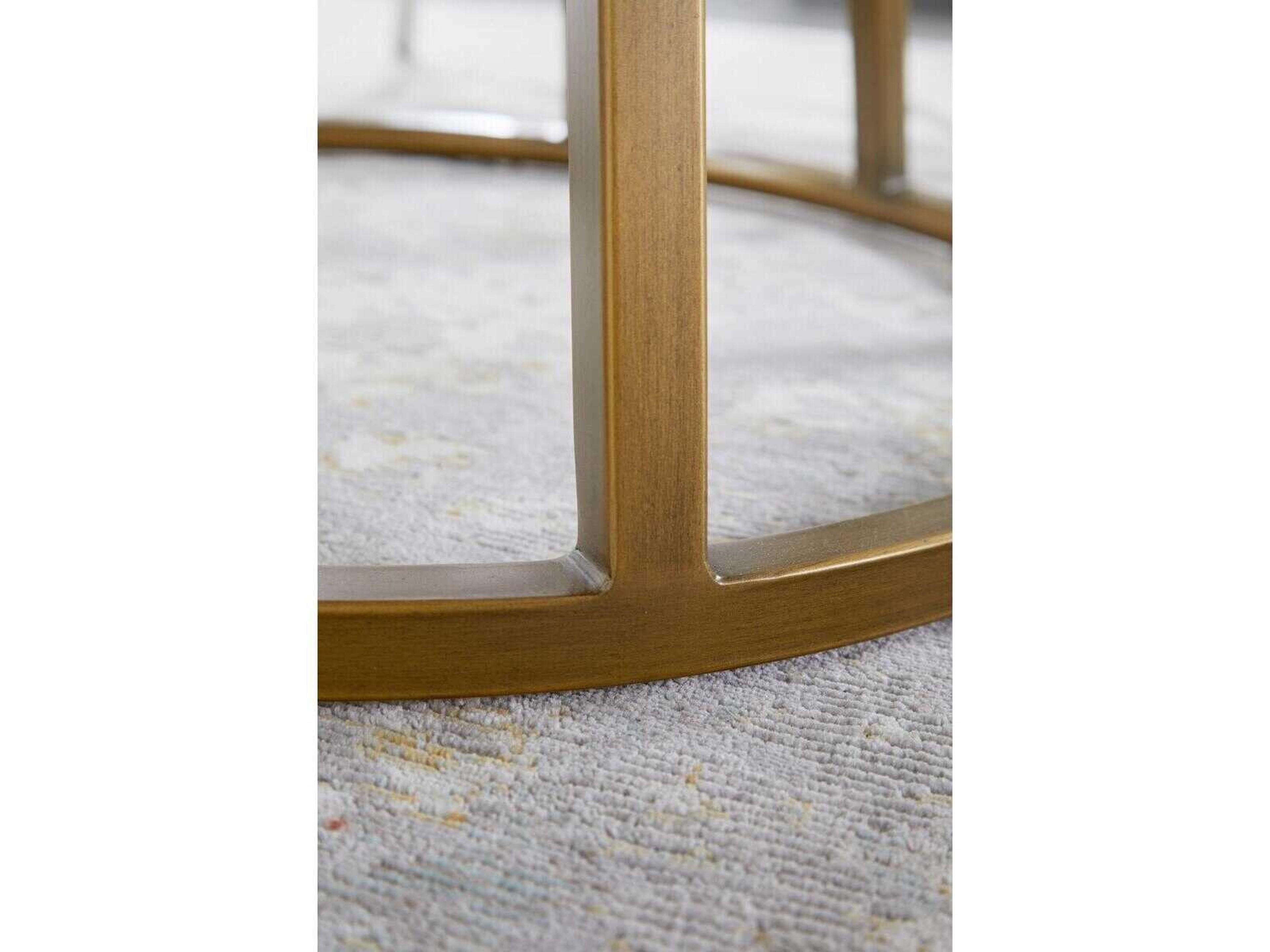 Essentials for Living Traditions Turino Round White Concrete Brushed Gold Dining Table