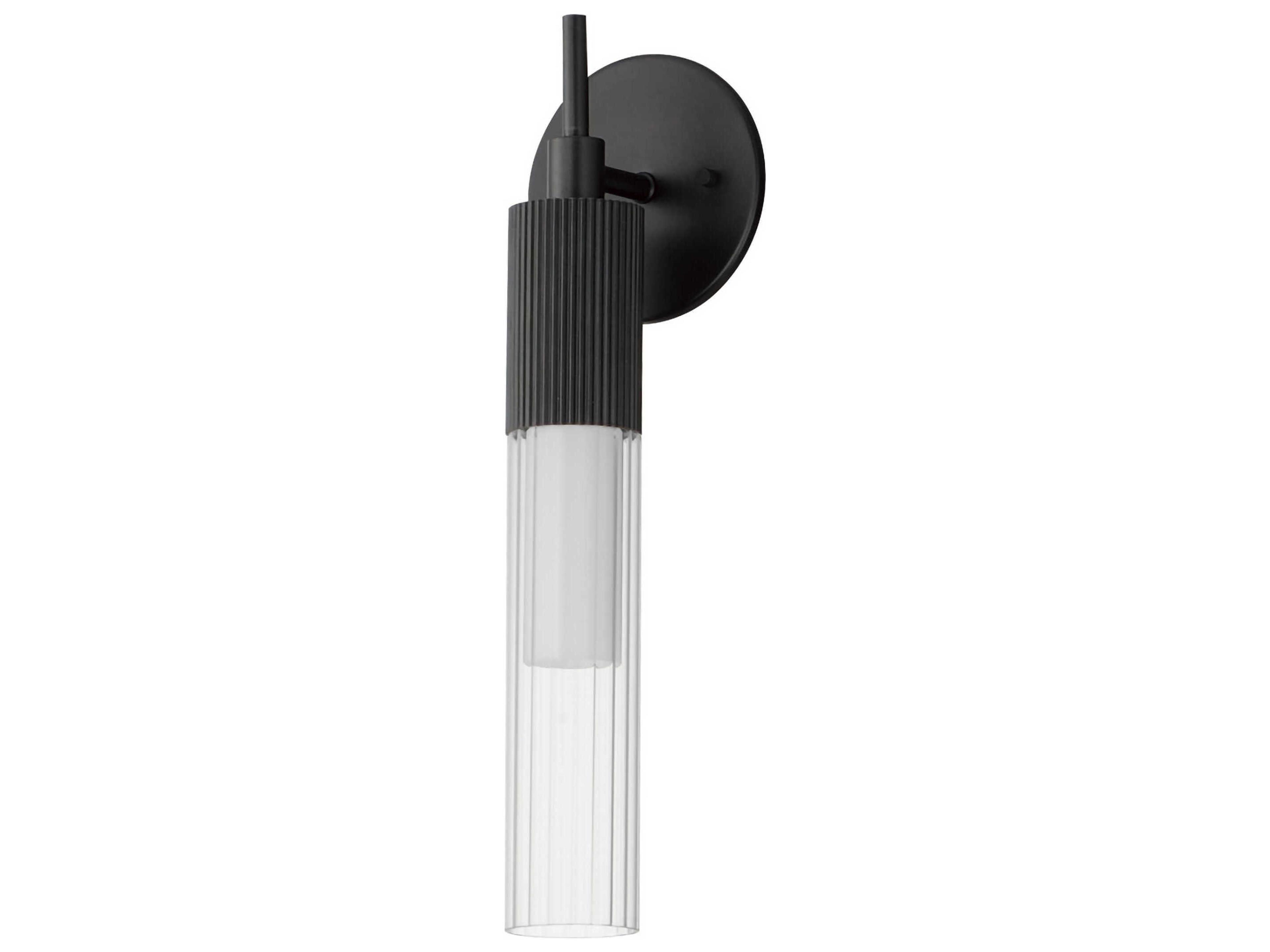 Reeds LED Wall Sconce Black Ribbed Glass