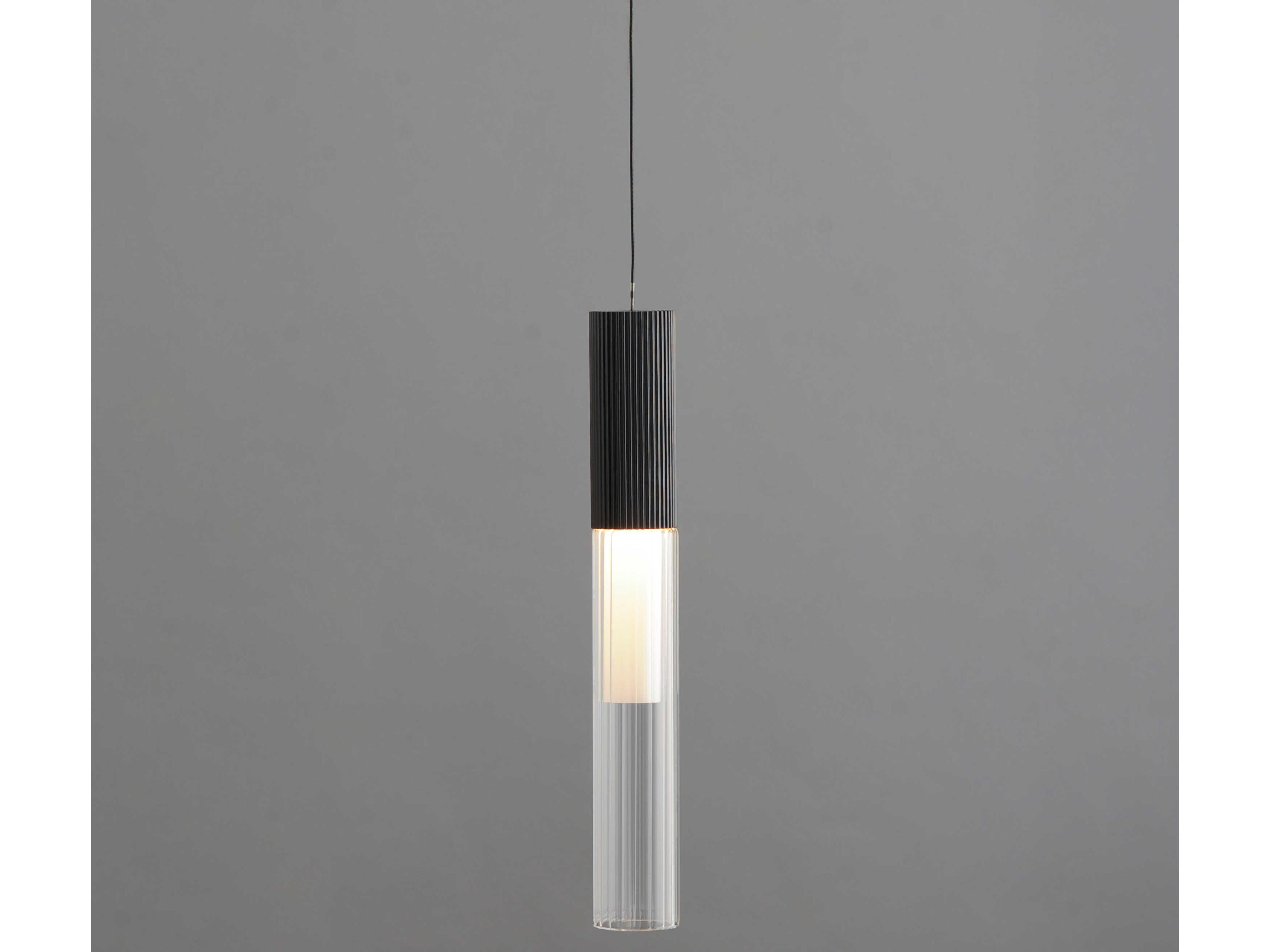 ET2 1-Light Black Glass LED Cylinder Linear Mini Pendant