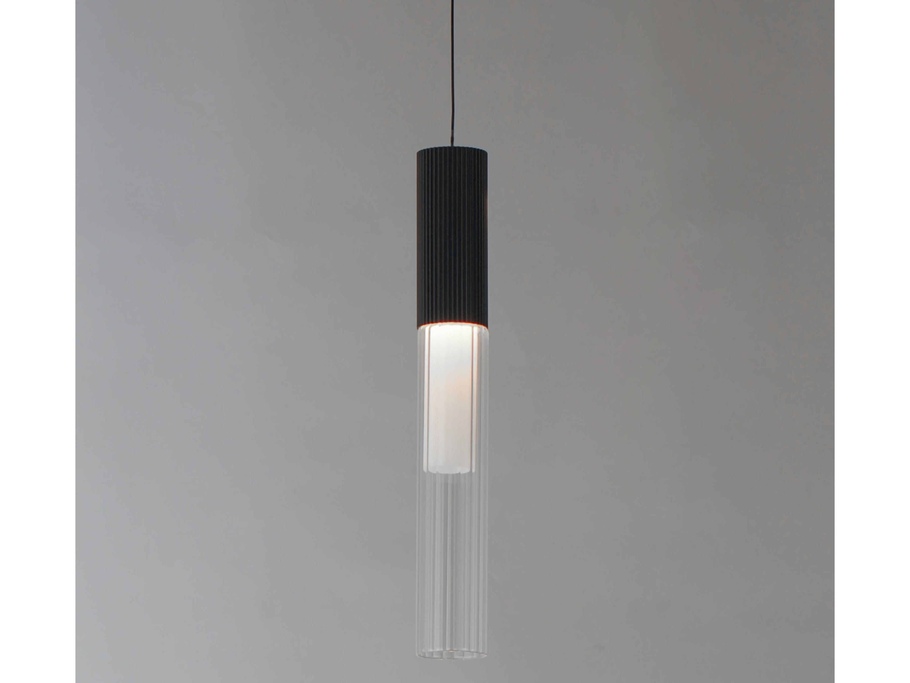 ET2 1-Light Black Glass LED Cylinder Linear Mini Pendant