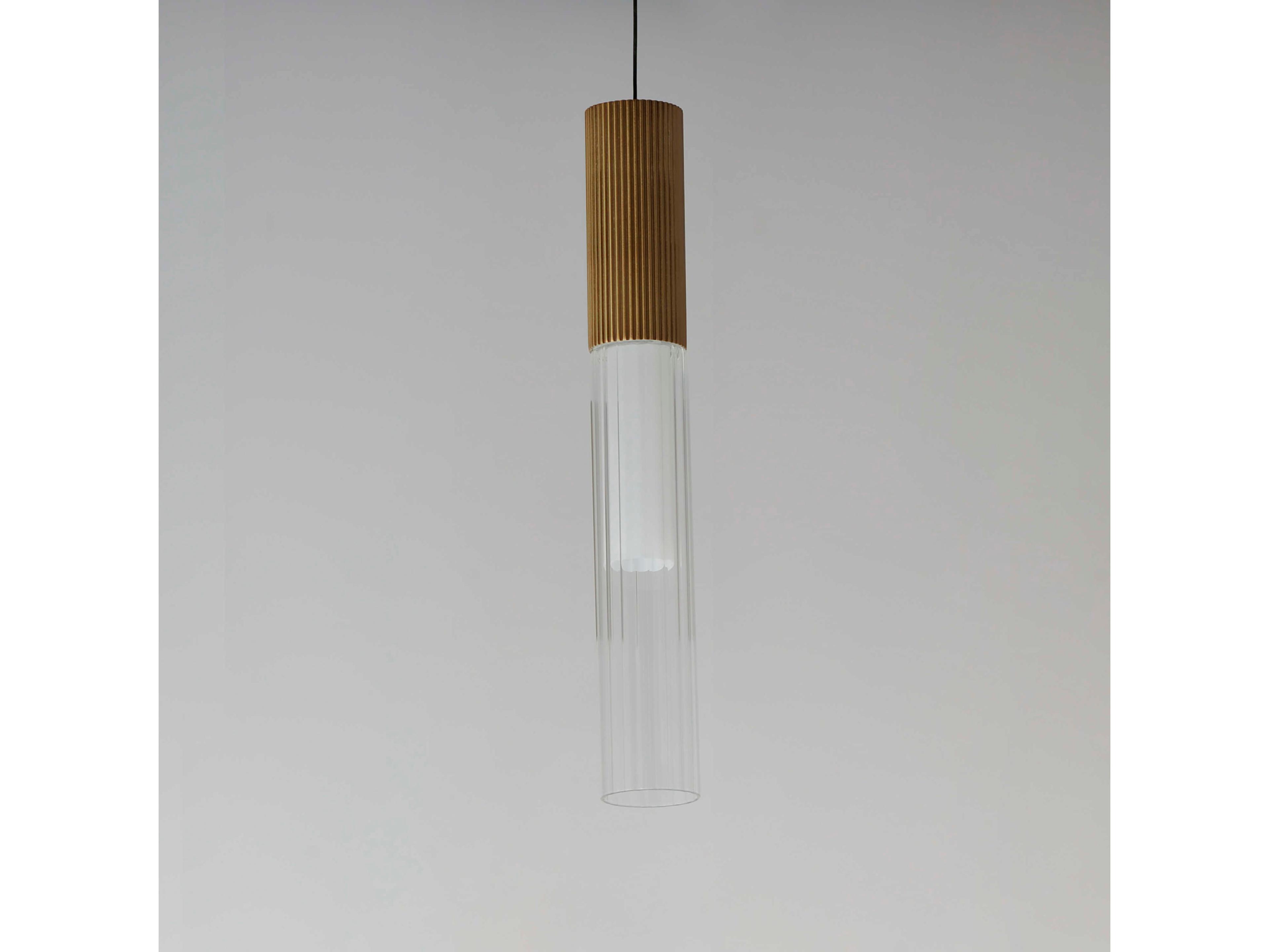 ET2 1-Light Gold Glass LED Cylinder Linear Mini Pendant