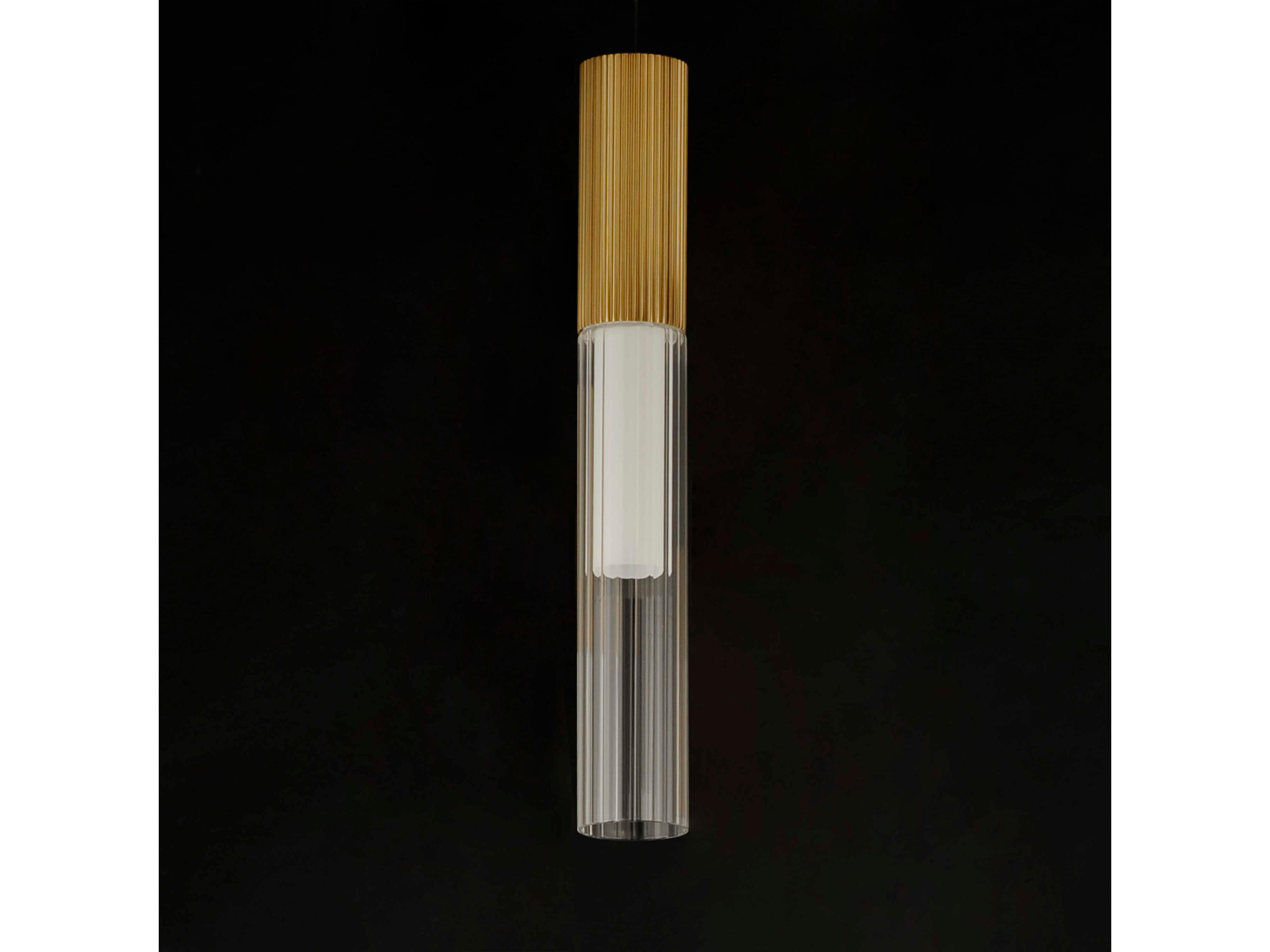 ET2 1-Light Gold Glass LED Cylinder Linear Mini Pendant