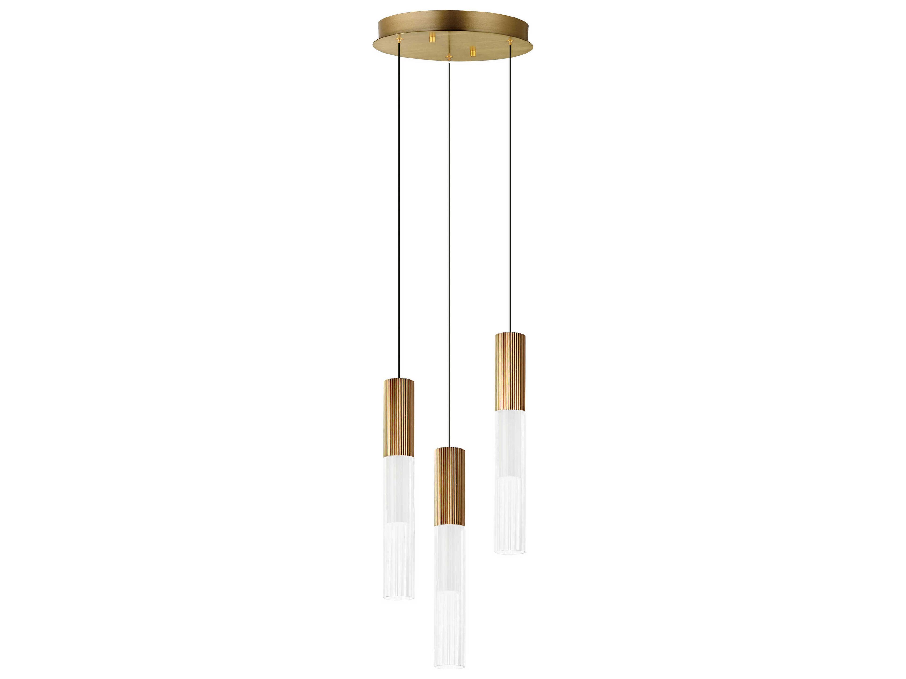 Reeds 3-Light LED Multi-Light Pendant in Gold