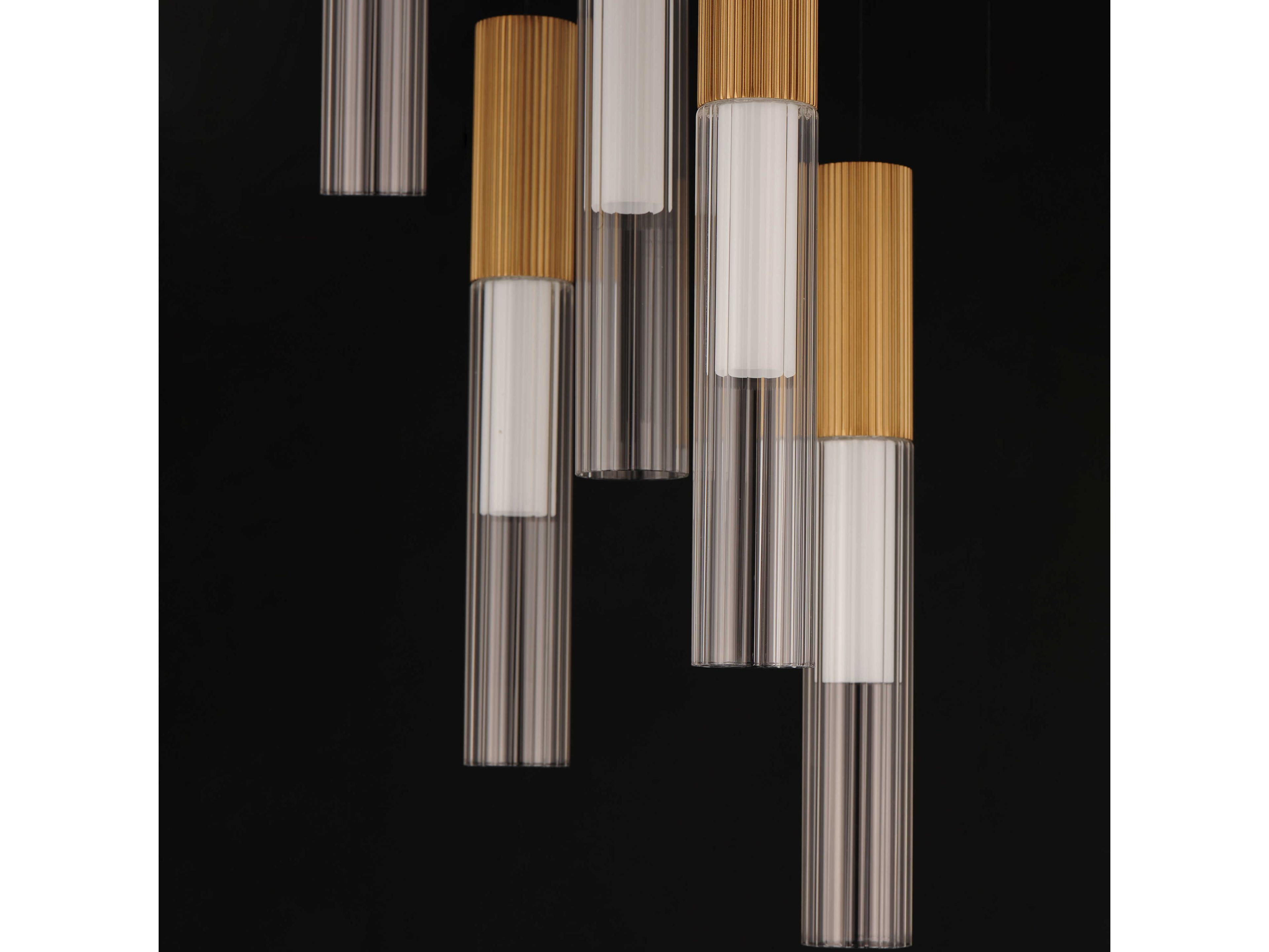 ET2 Reeds 5-Light Gold Glass LED Cylinder Linear Pendant