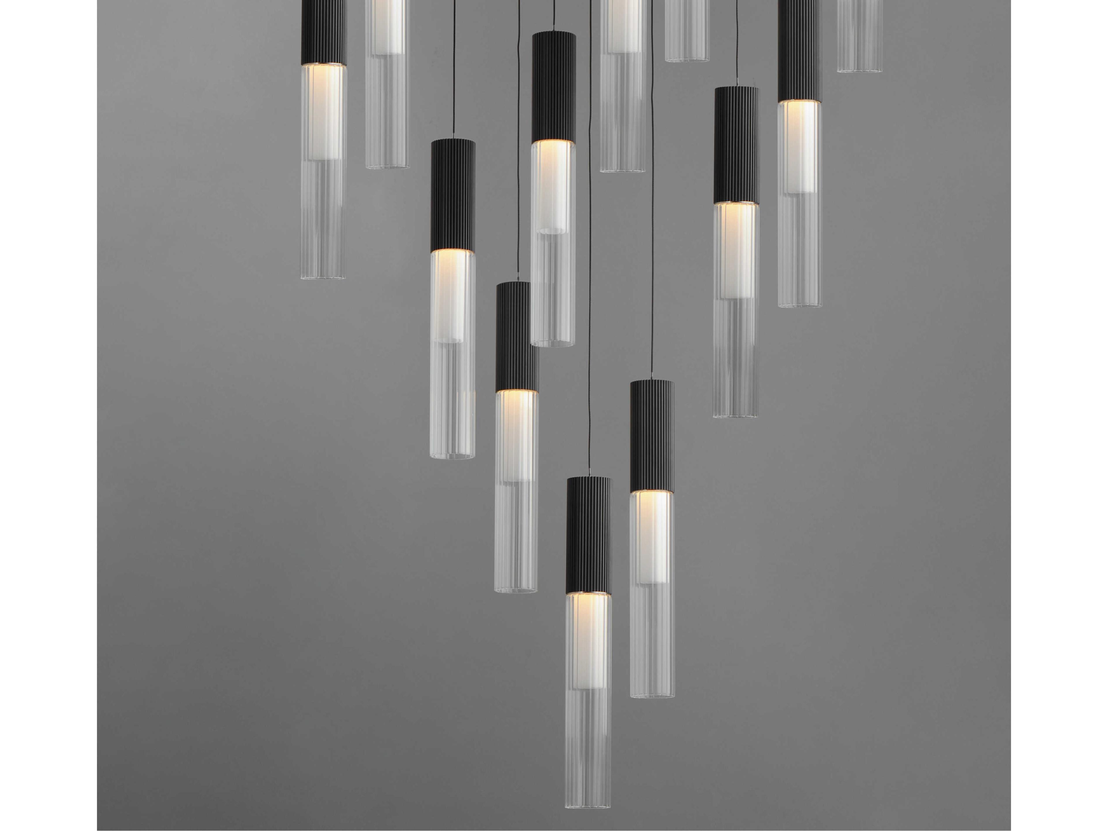 ET2 Reeds 12-Light Black Glass LED Cylinder Linear Pendant