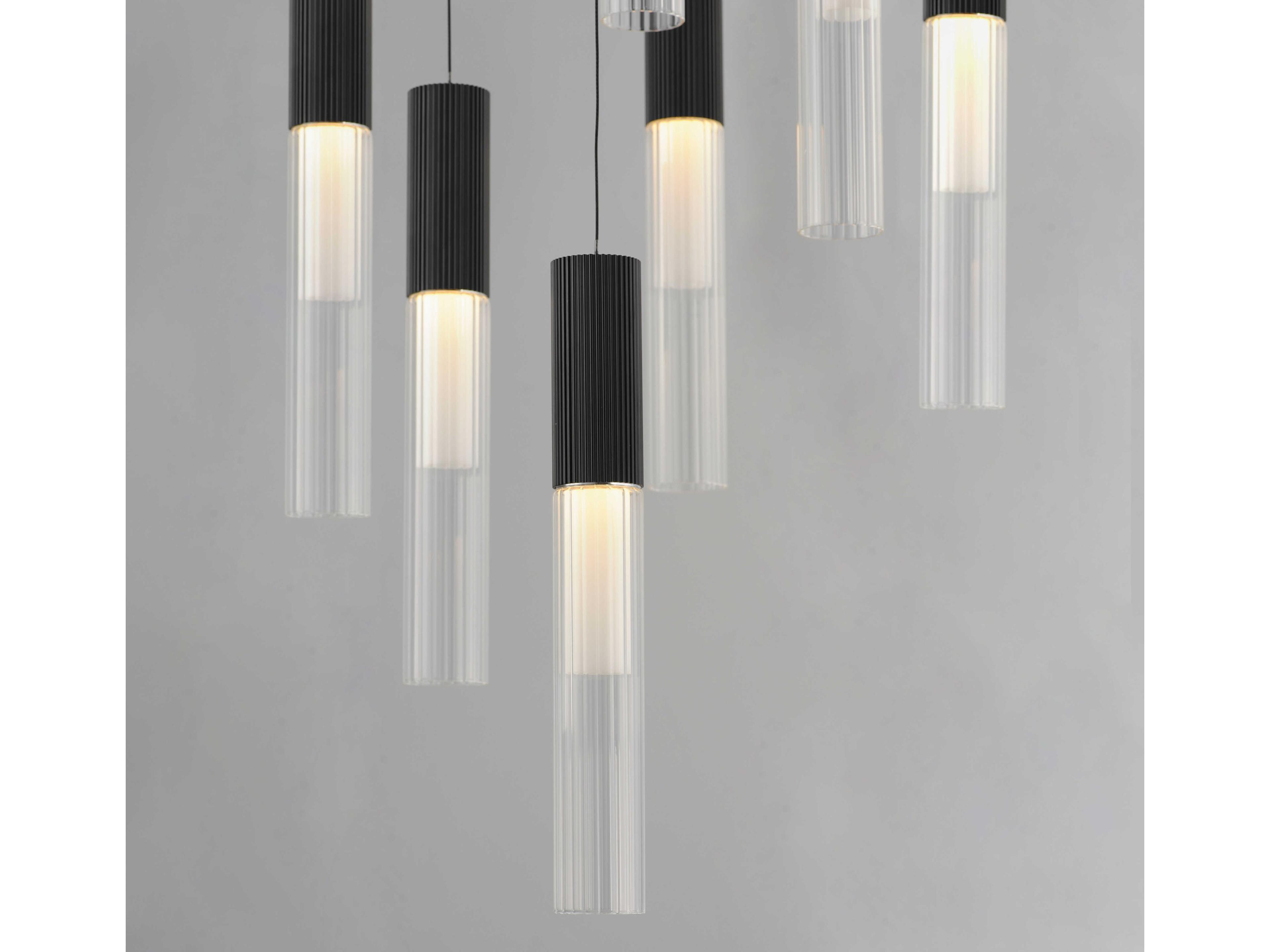 ET2 Reeds 12-Light Black Glass LED Cylinder Linear Pendant