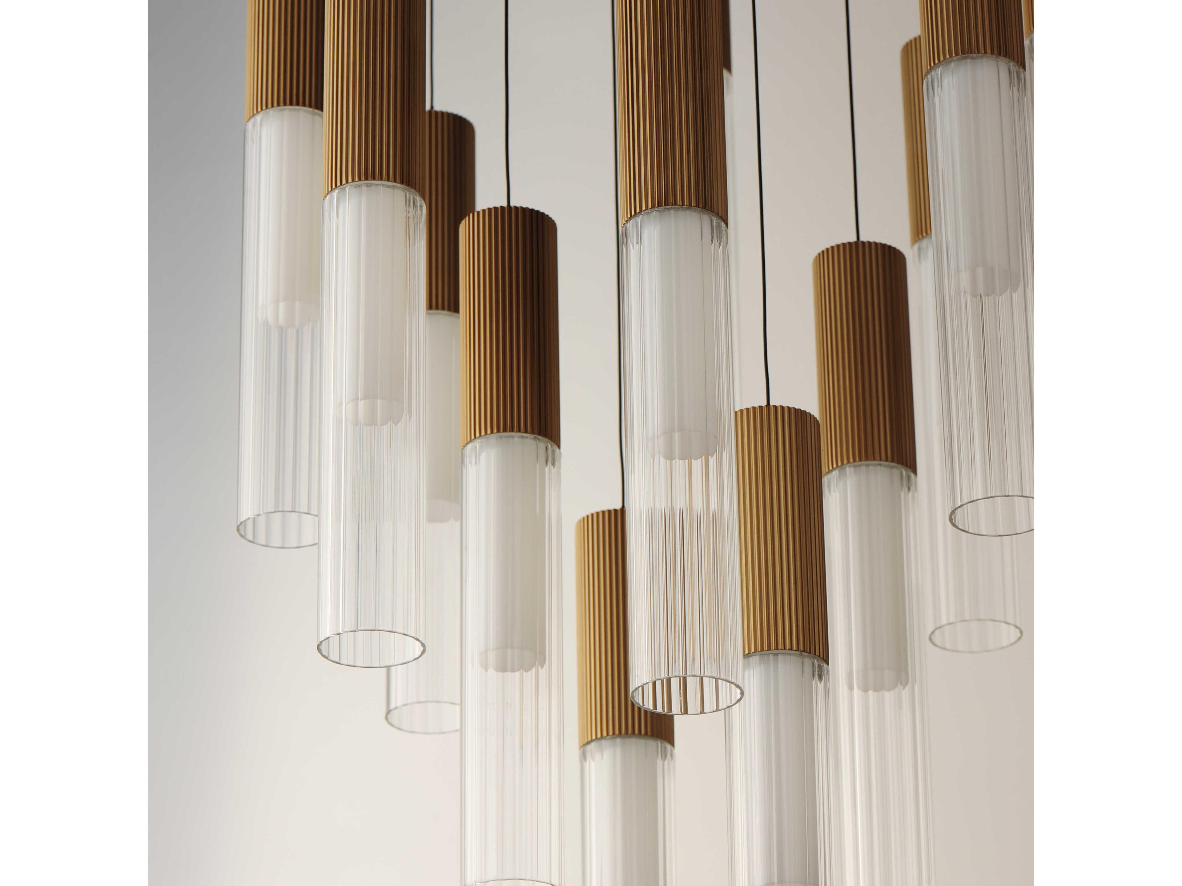 ET2 Reeds 12-Light Gold Glass LED Cylinder Linear Pendant