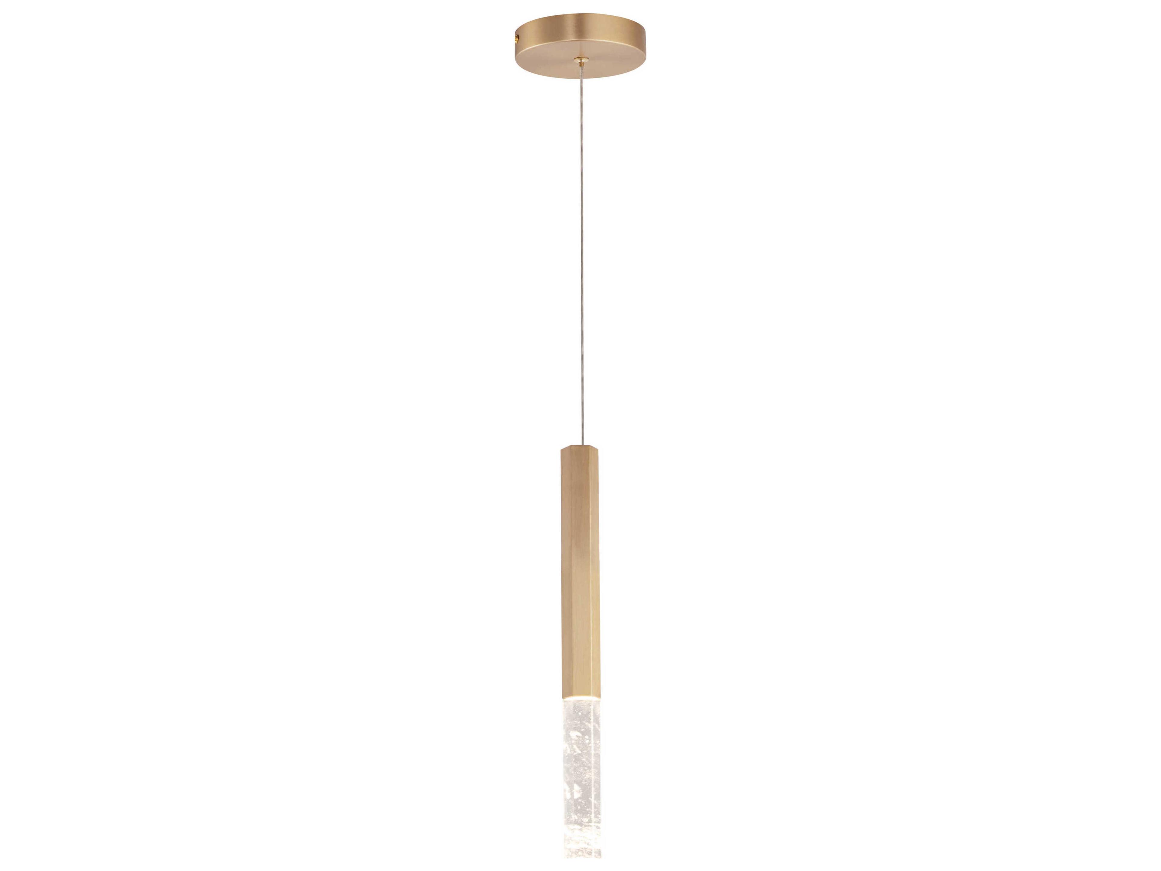 1-Light Gold Crystal LED Cylinder Linear Mini Pendant