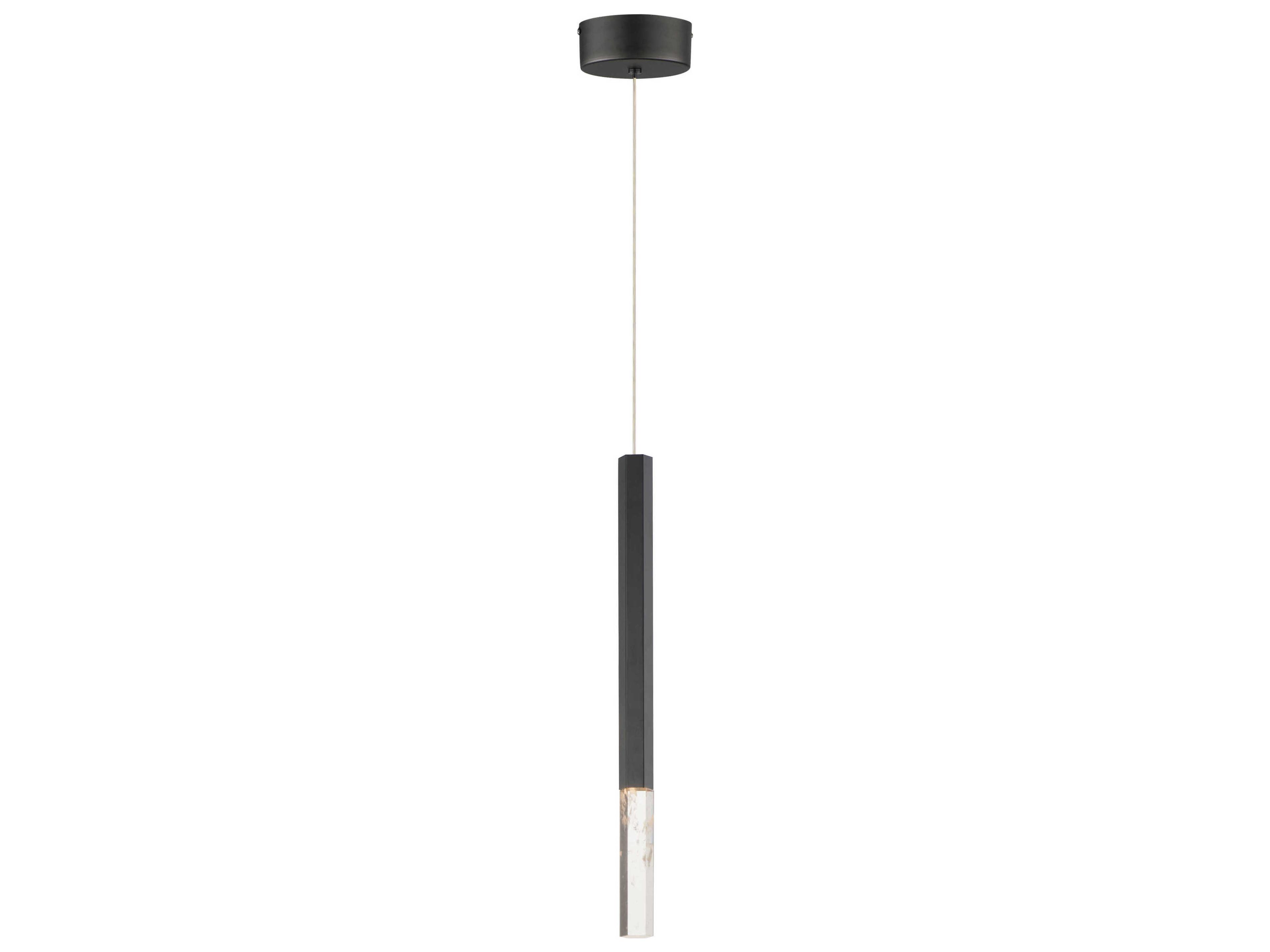 1-Light Black Crystal LED Cylinder Linear Mini Pendant