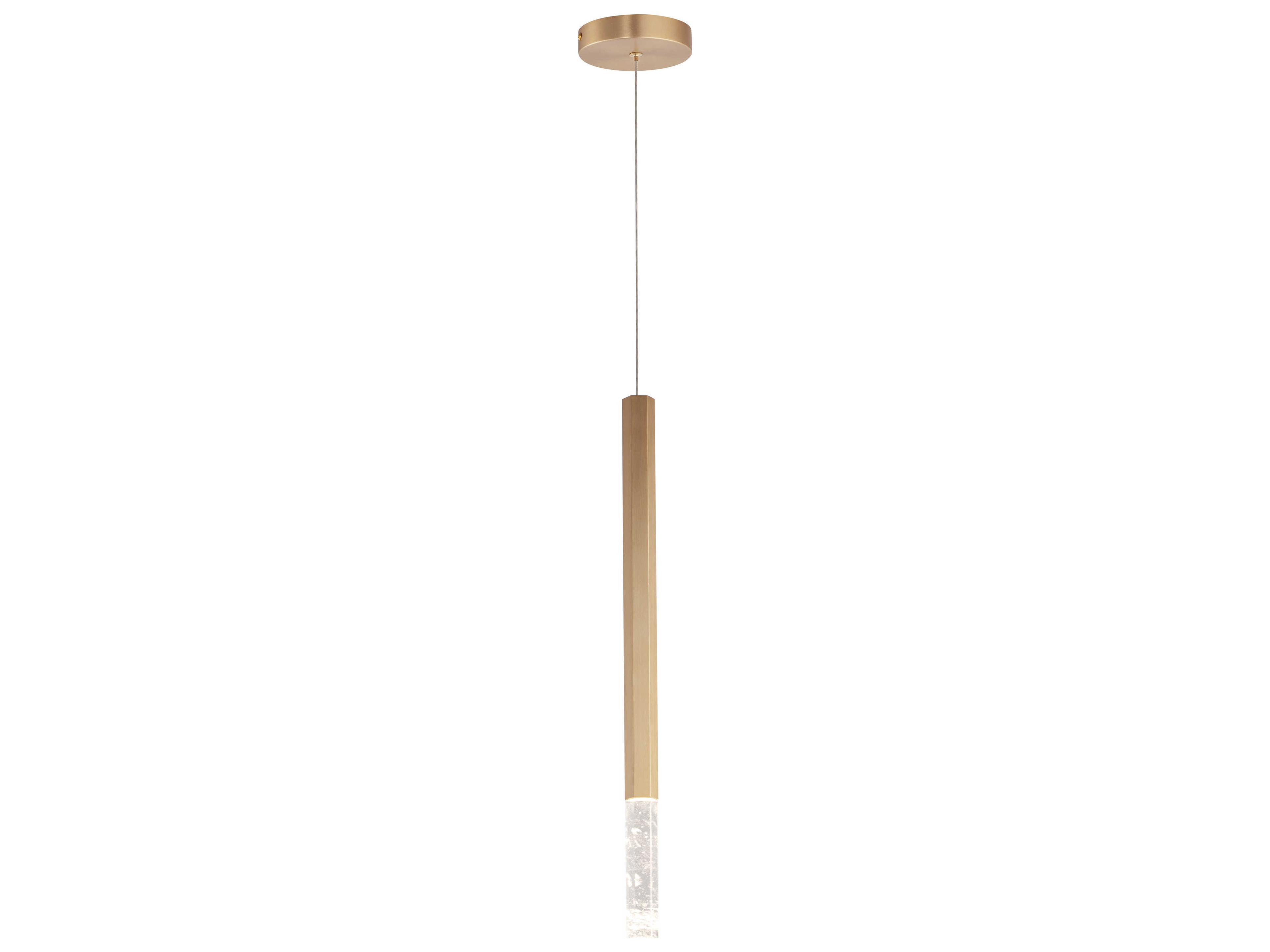 1-Light Gold Crystal LED Cylinder Linear Mini Pendant