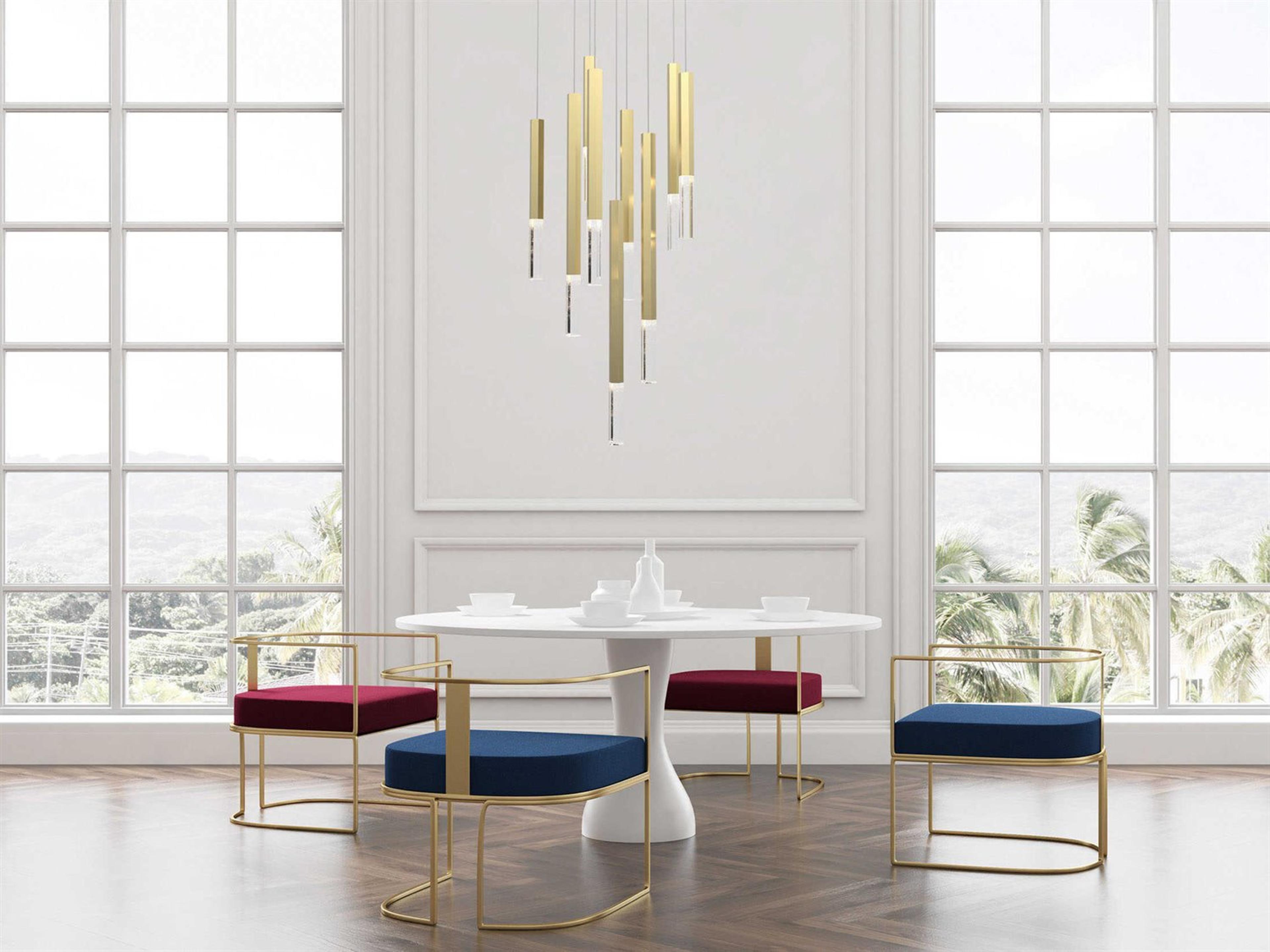 ET2 Diaphane 9-Light Gold Crystal LED Cylinder Linear Pendant