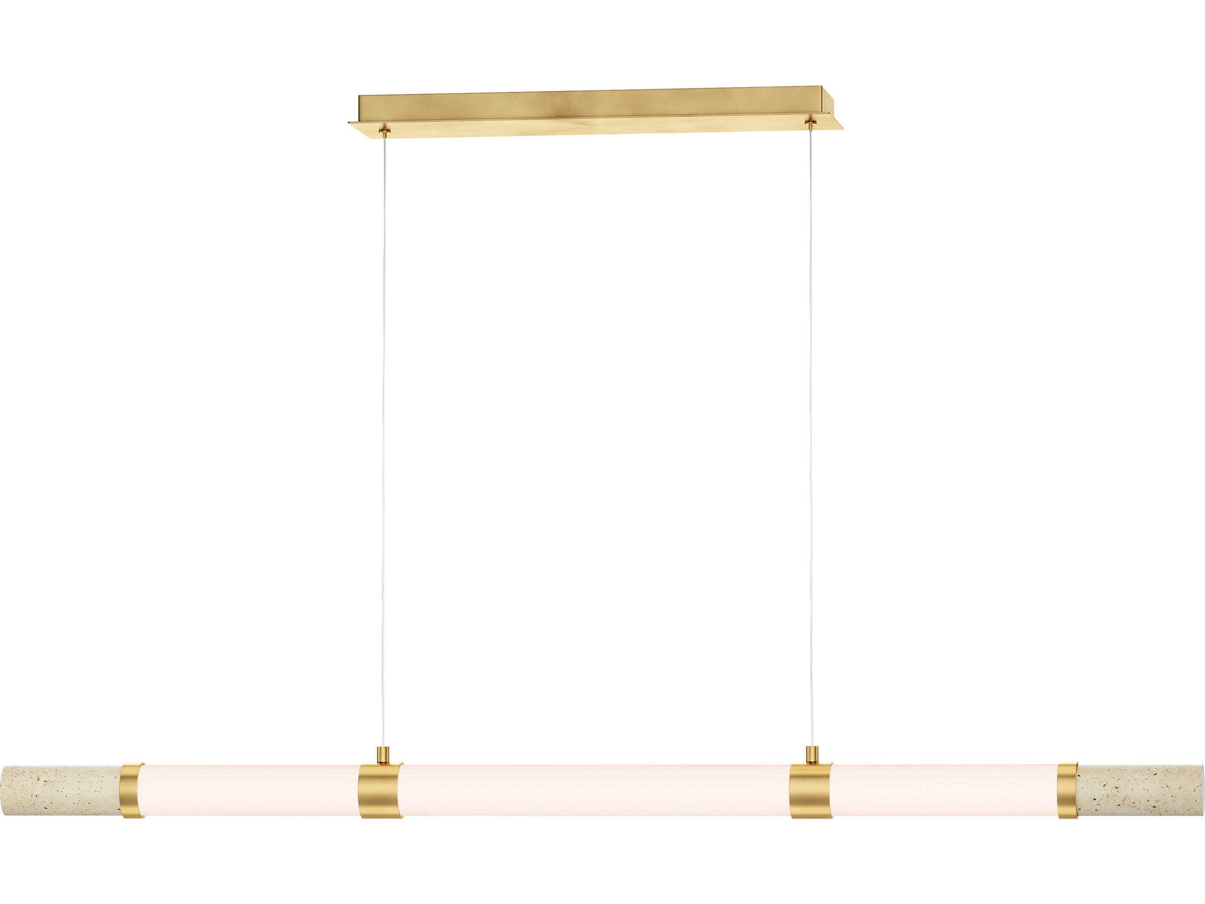 Travertine 3-Light Gold Cylinder Linear Island Pendant