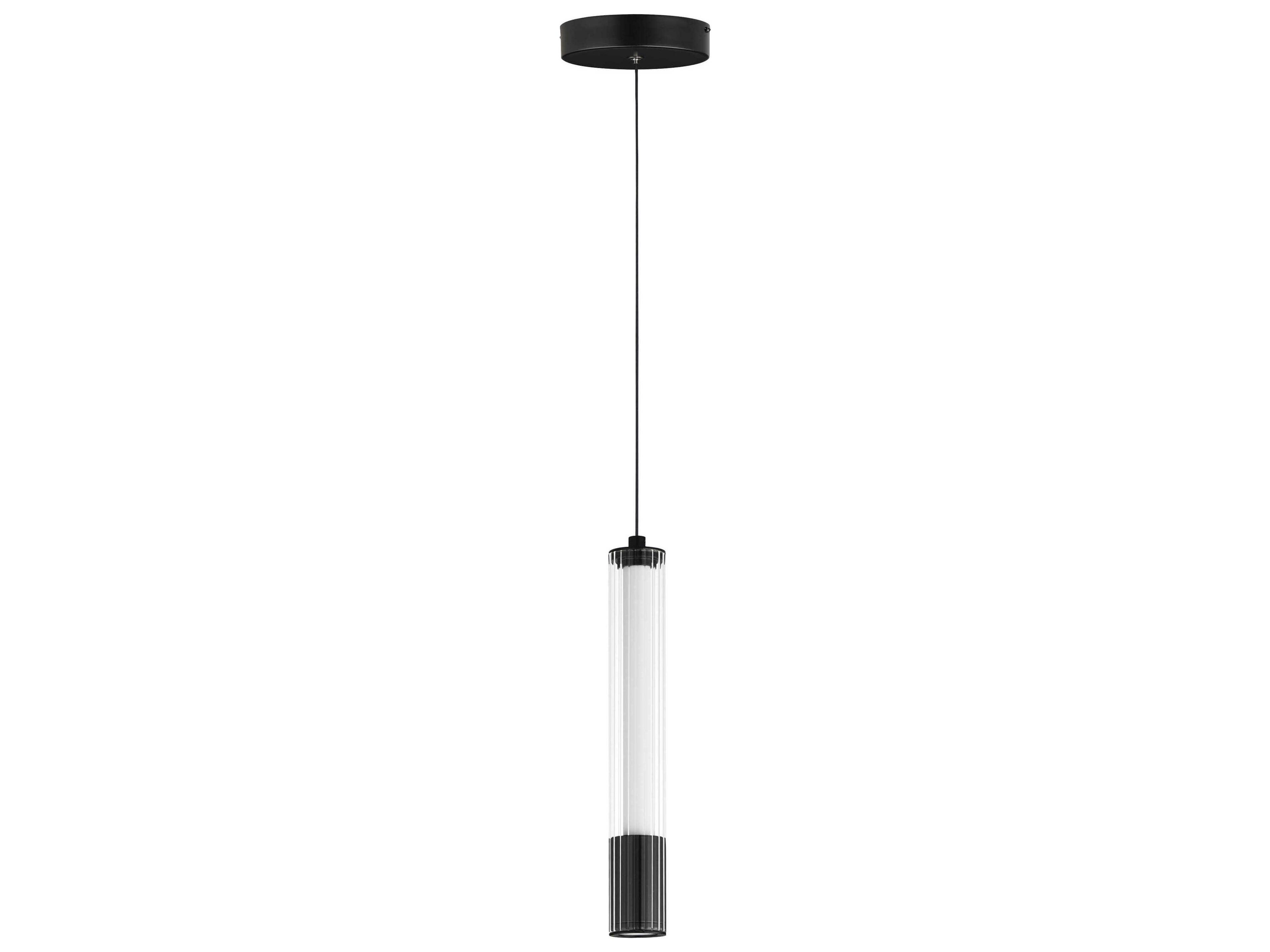 1-Light Black Glass LED Linear Mini Pendant