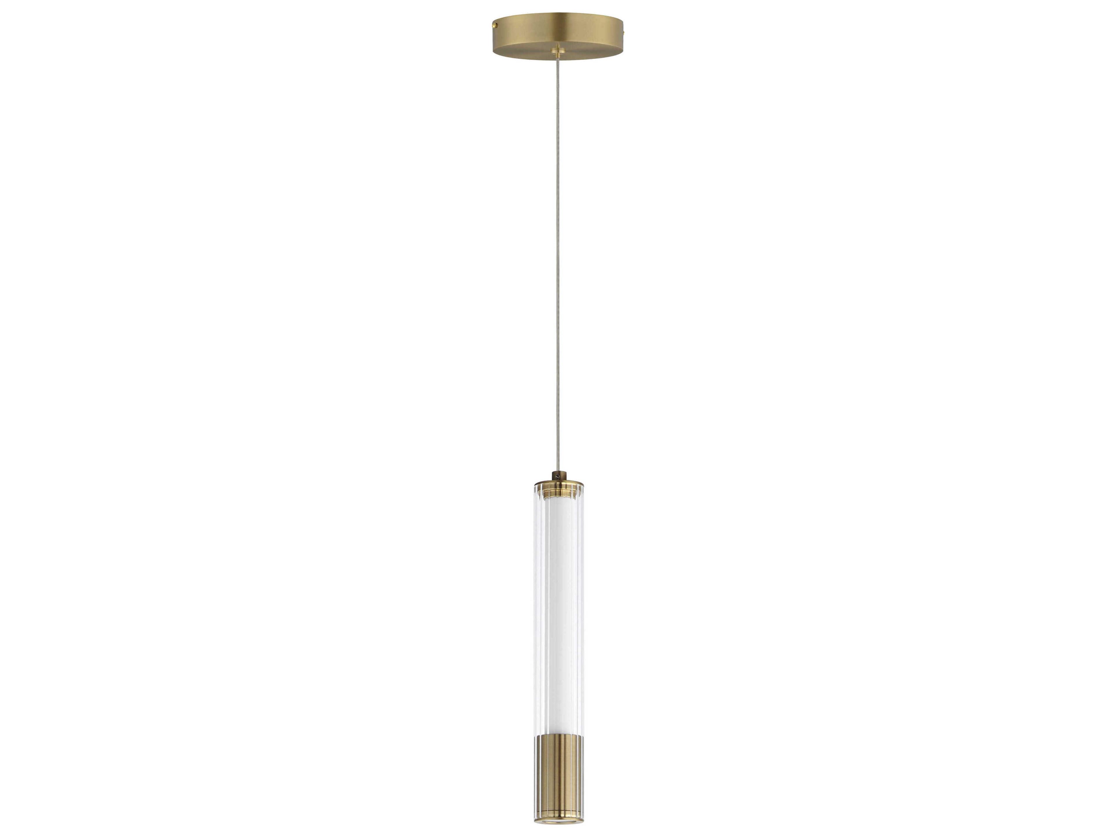 1-Light Natural Aged Brass Glass LED Linear Mini Pendant