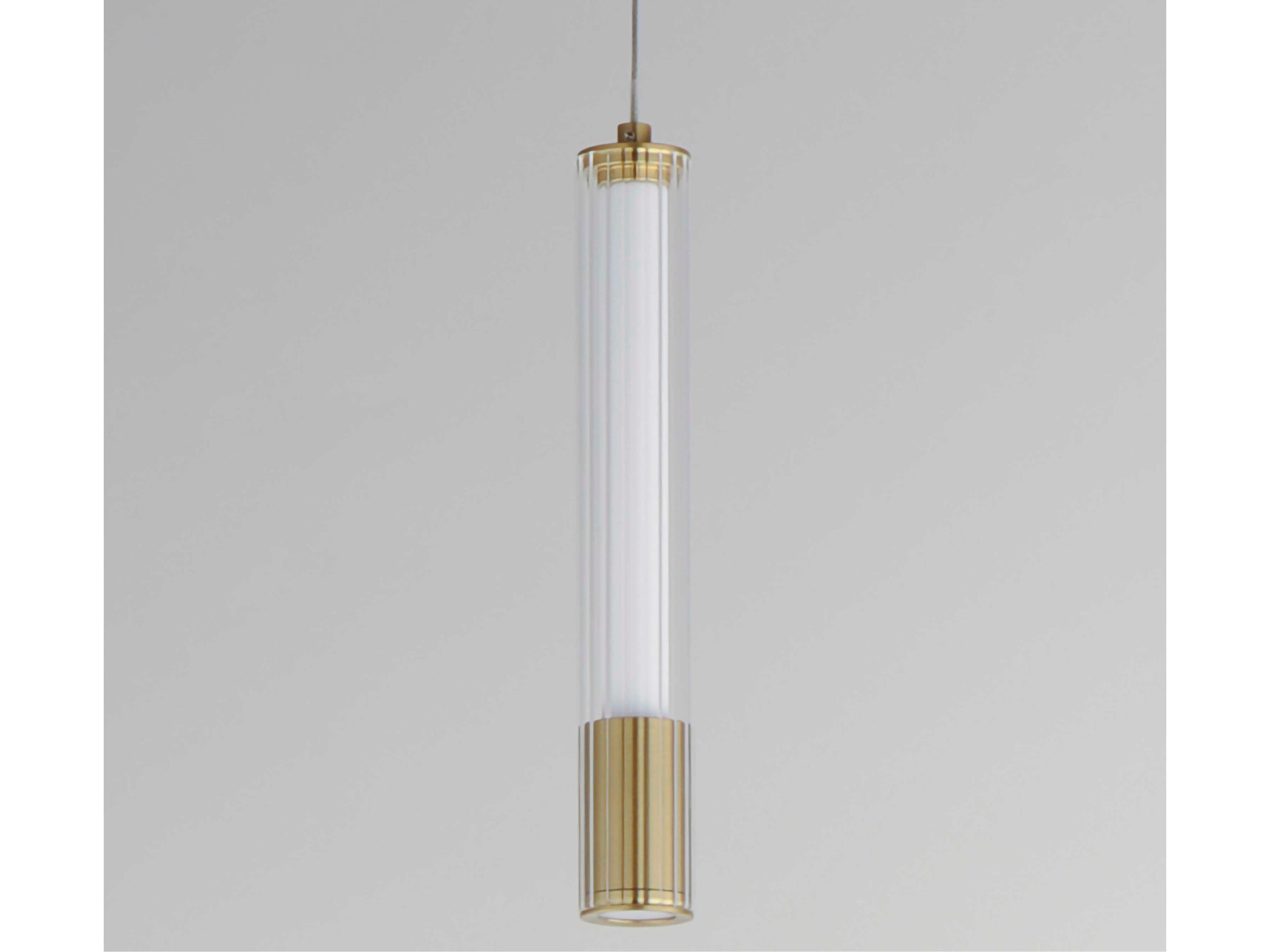 ET2 1-Light Natural Aged Brass Glass LED Linear Mini Pendant