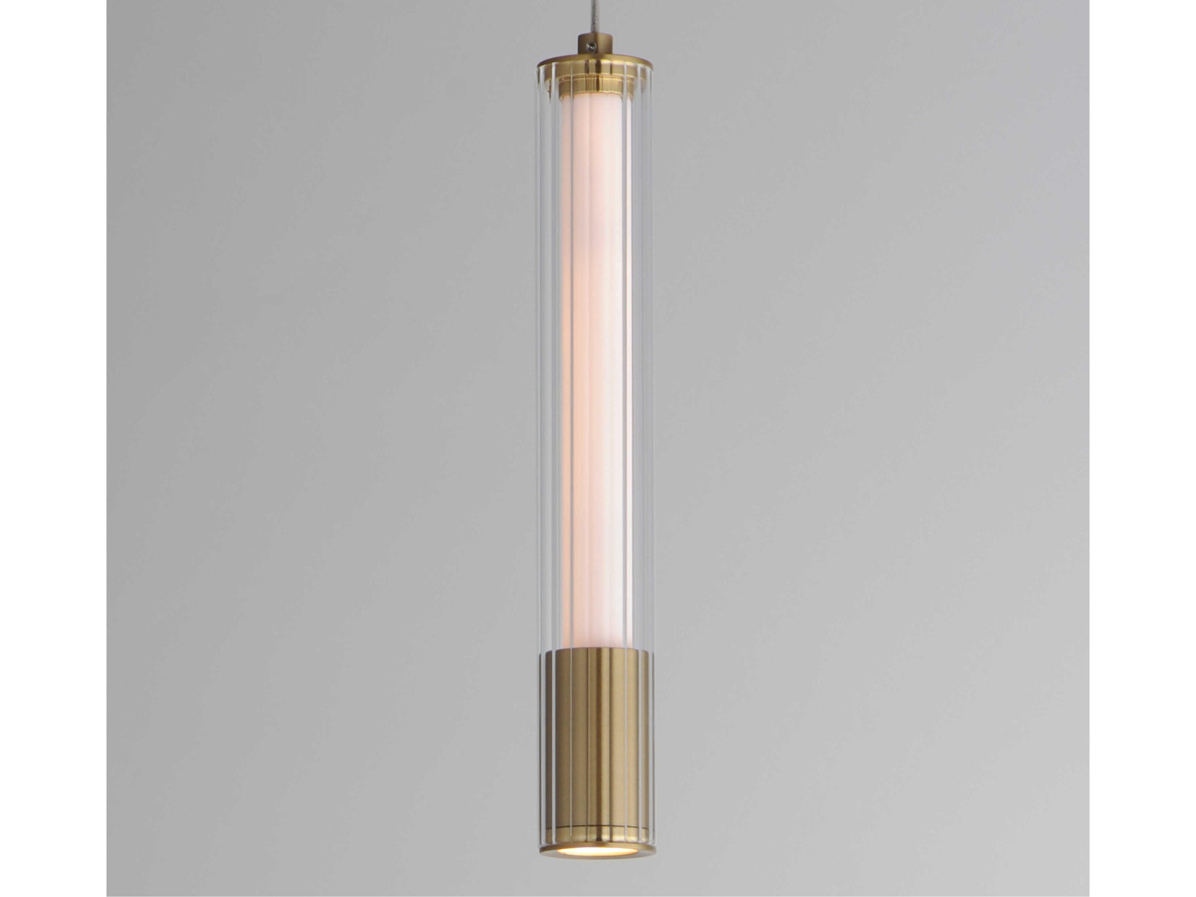 ET2 1-Light Natural Aged Brass Glass LED Linear Mini Pendant