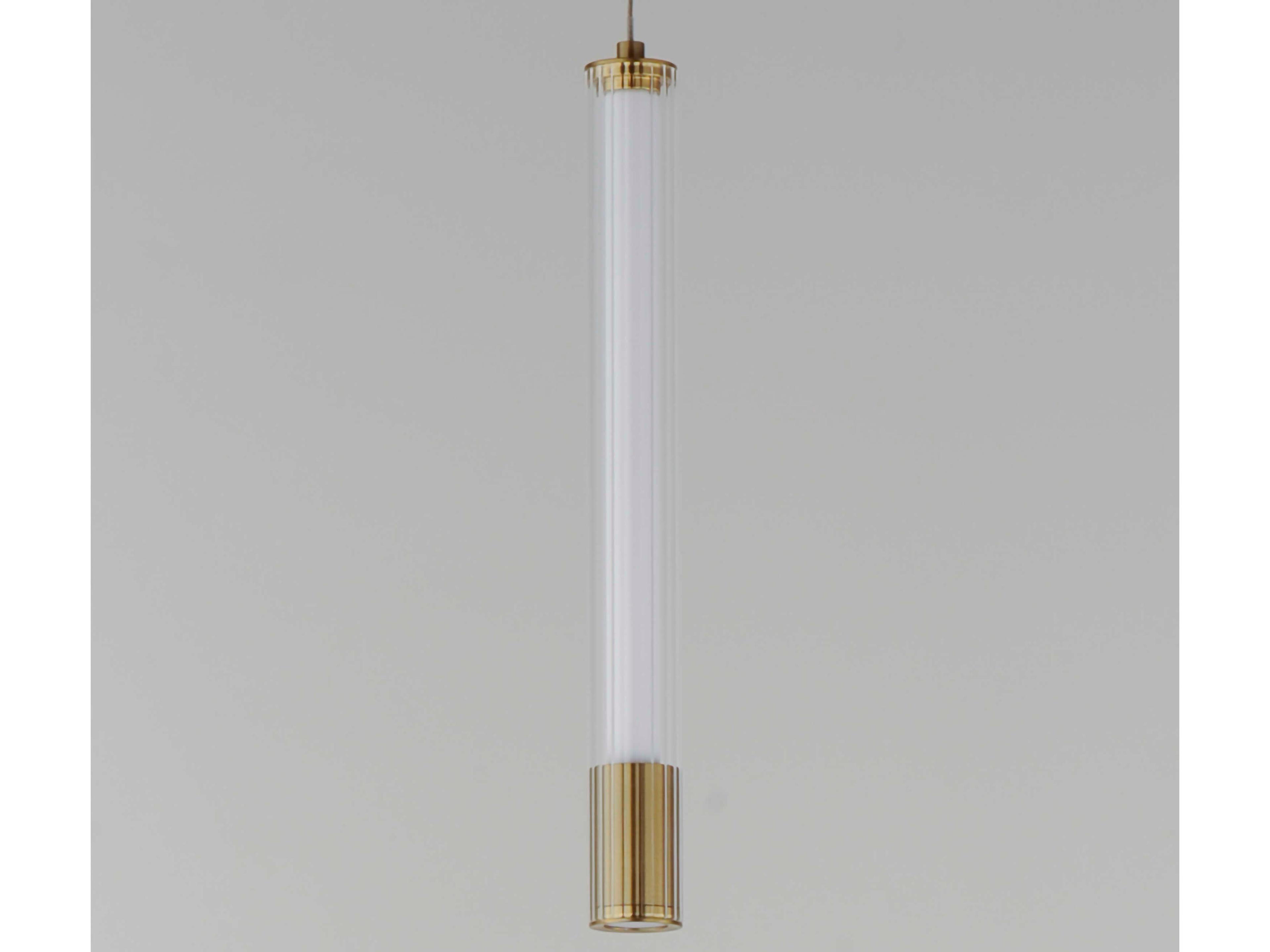 ET2 1-Light Natural Aged Brass Glass LED Linear Mini Pendant