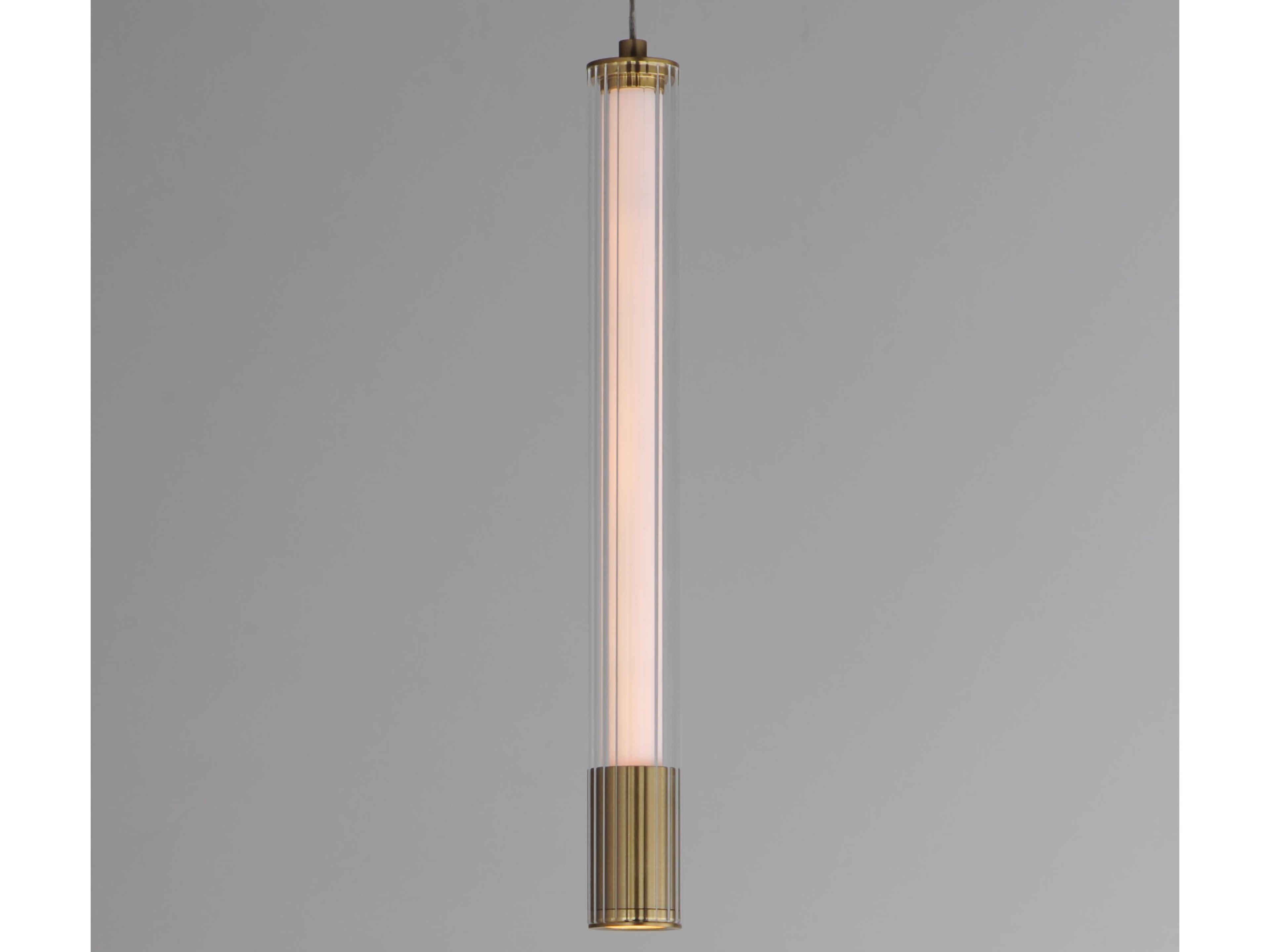 ET2 1-Light Natural Aged Brass Glass LED Linear Mini Pendant