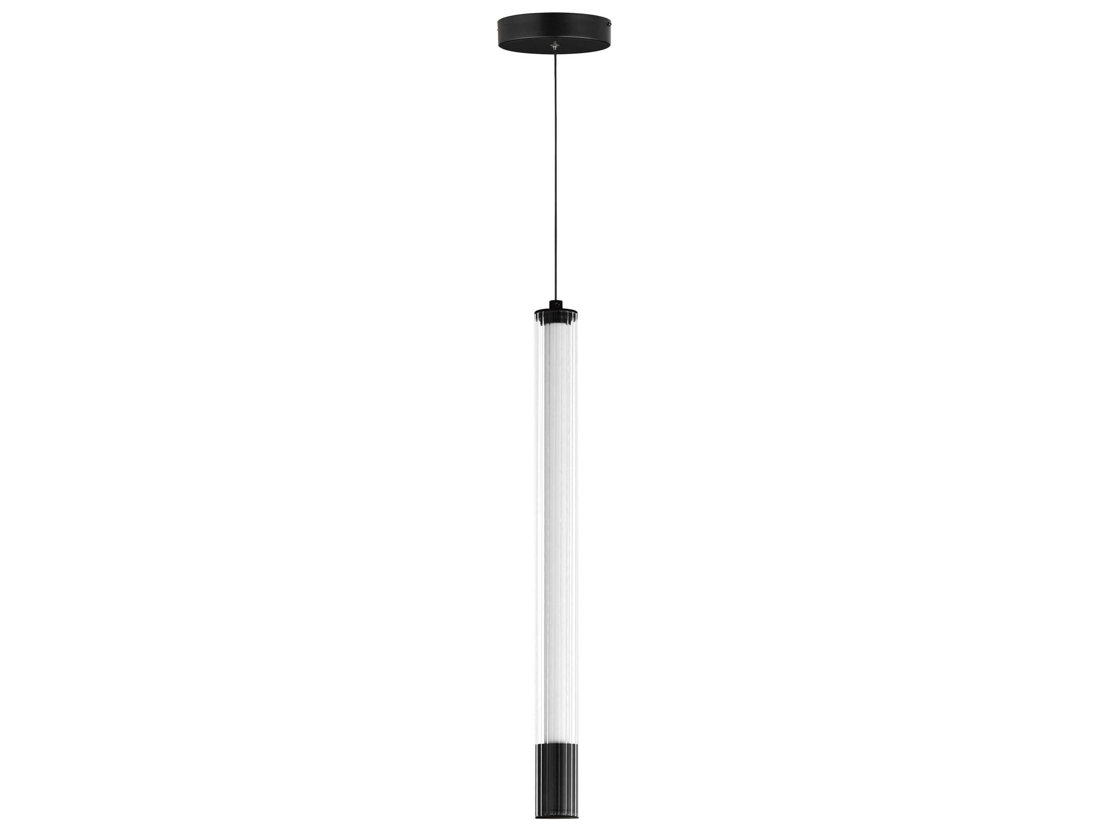 1-Light Black Glass LED Linear Mini Pendant