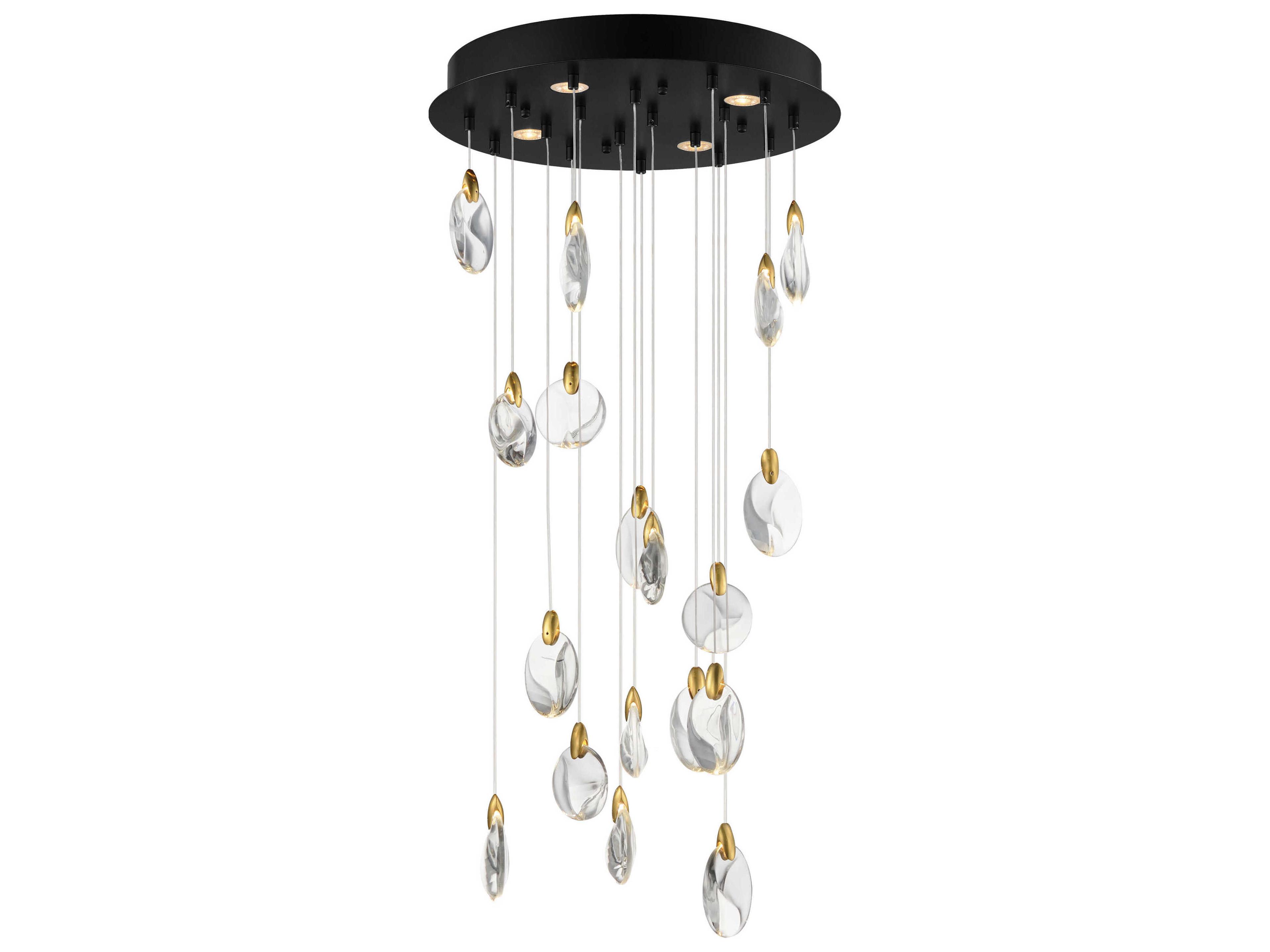 Pebble 22-Light Black Polished Gold Pendant
