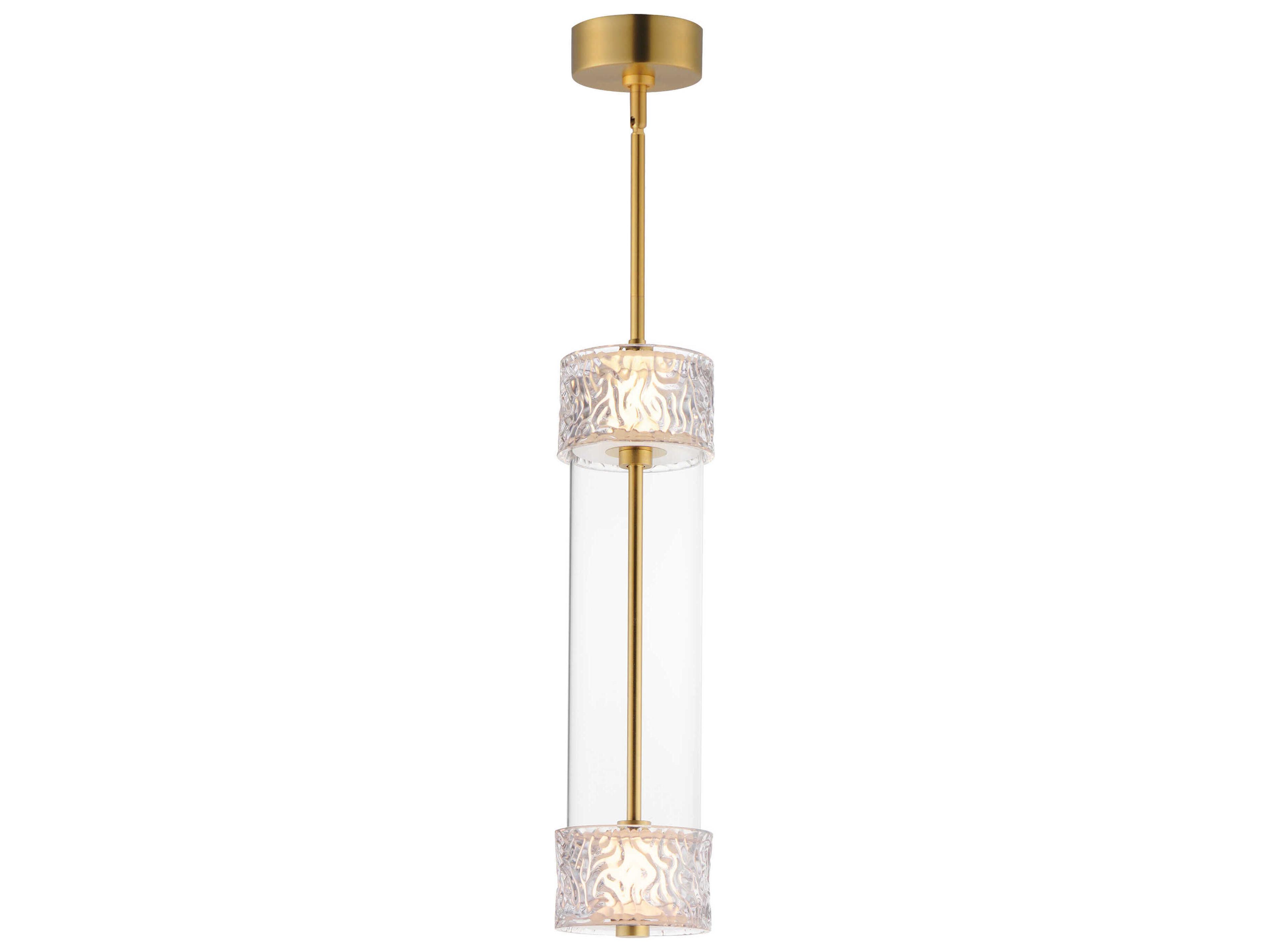 2-Light Natural Aged Brass Cylinder Mini Pendant