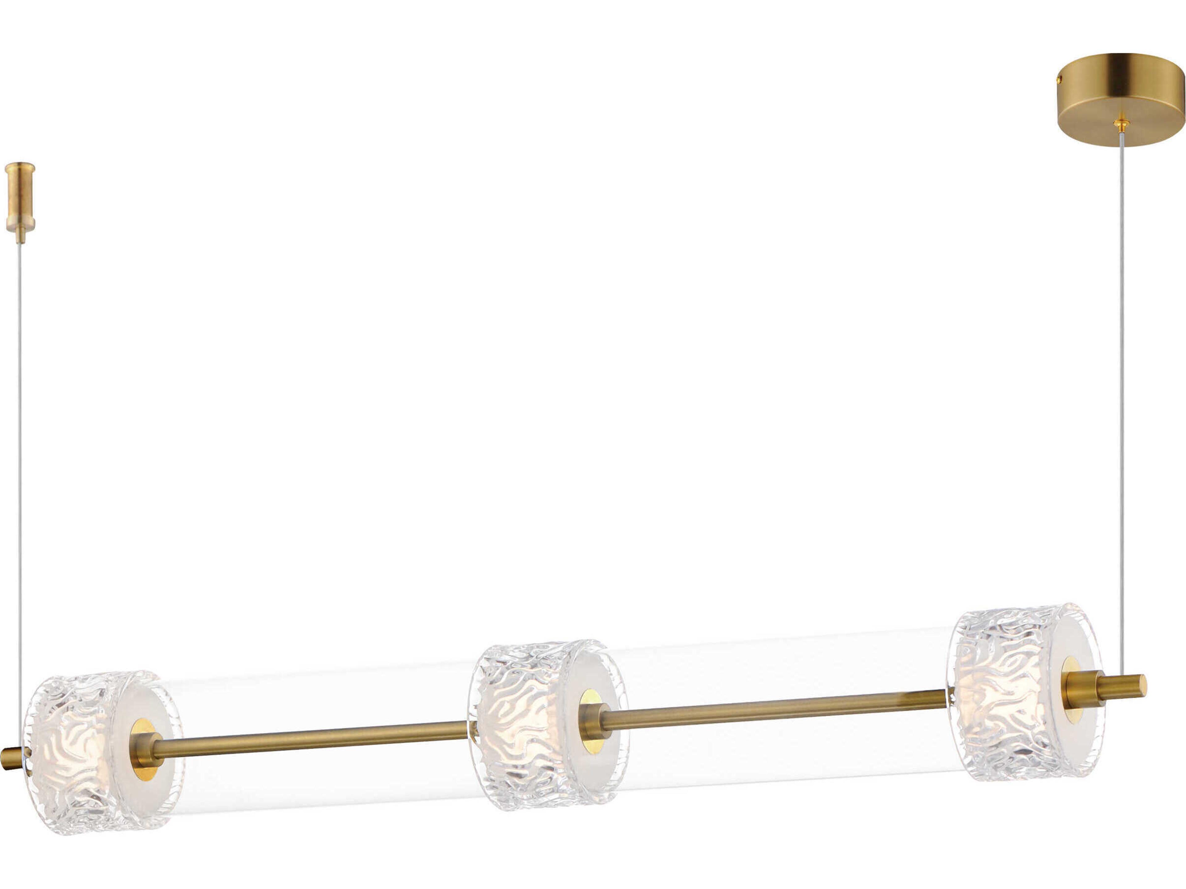 Elysian 3-Light Natural Aged Brass Cylinder Linear Island Pendant
