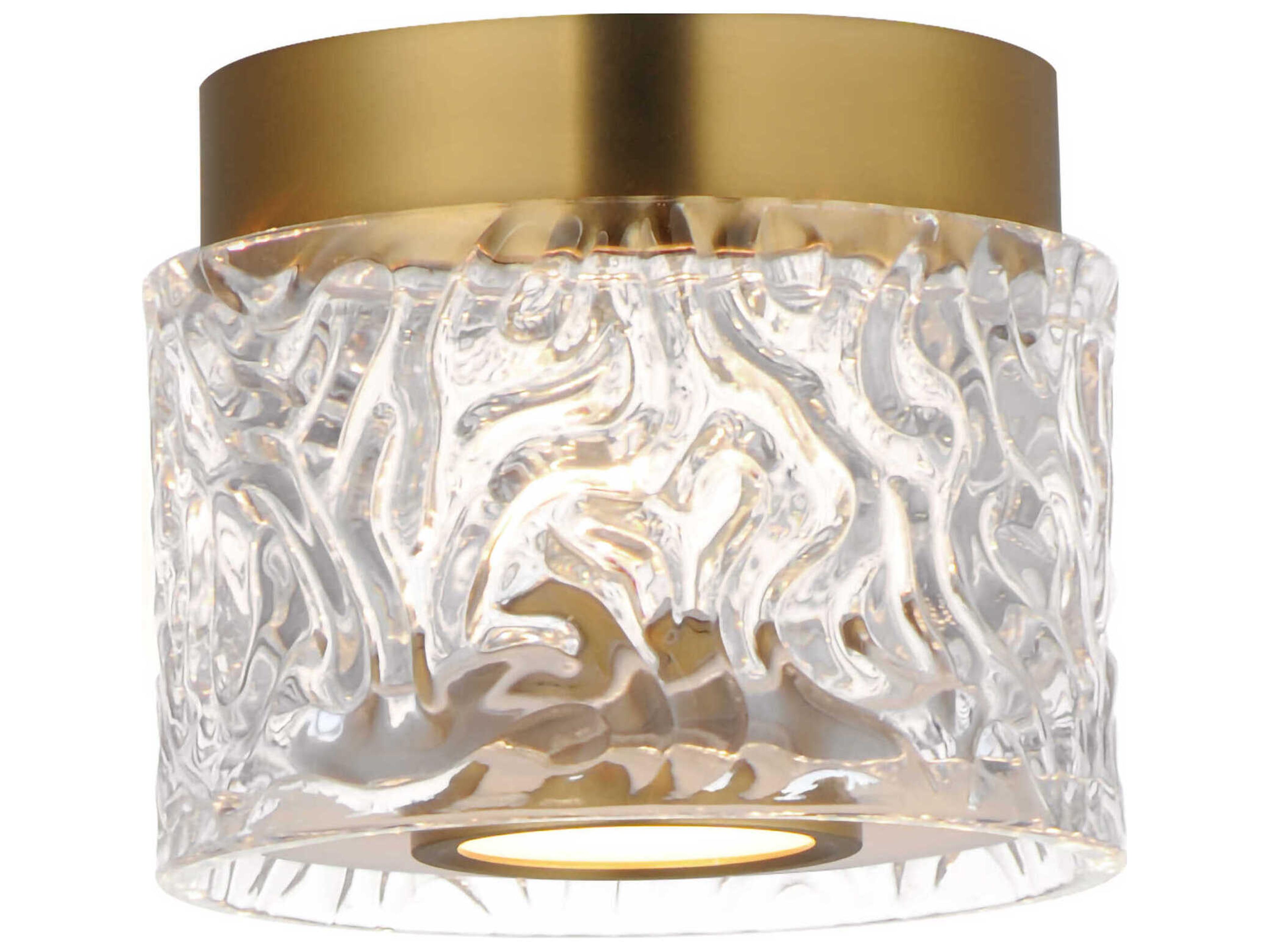 1-Light Natural Aged Brass Drum Flush Mount