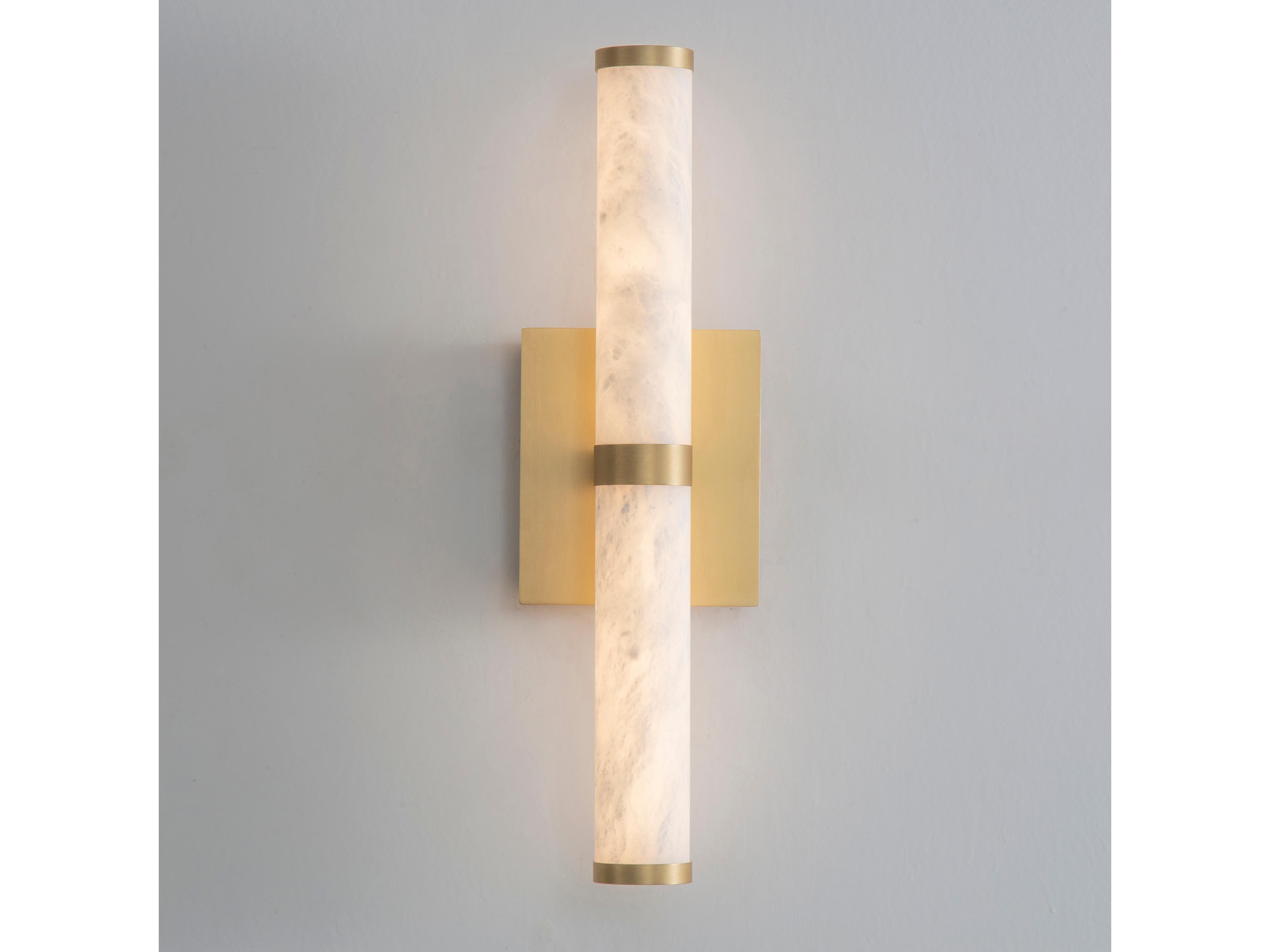 ET2 Aragon 2-Light White Alabaster Gold Wall Sconce