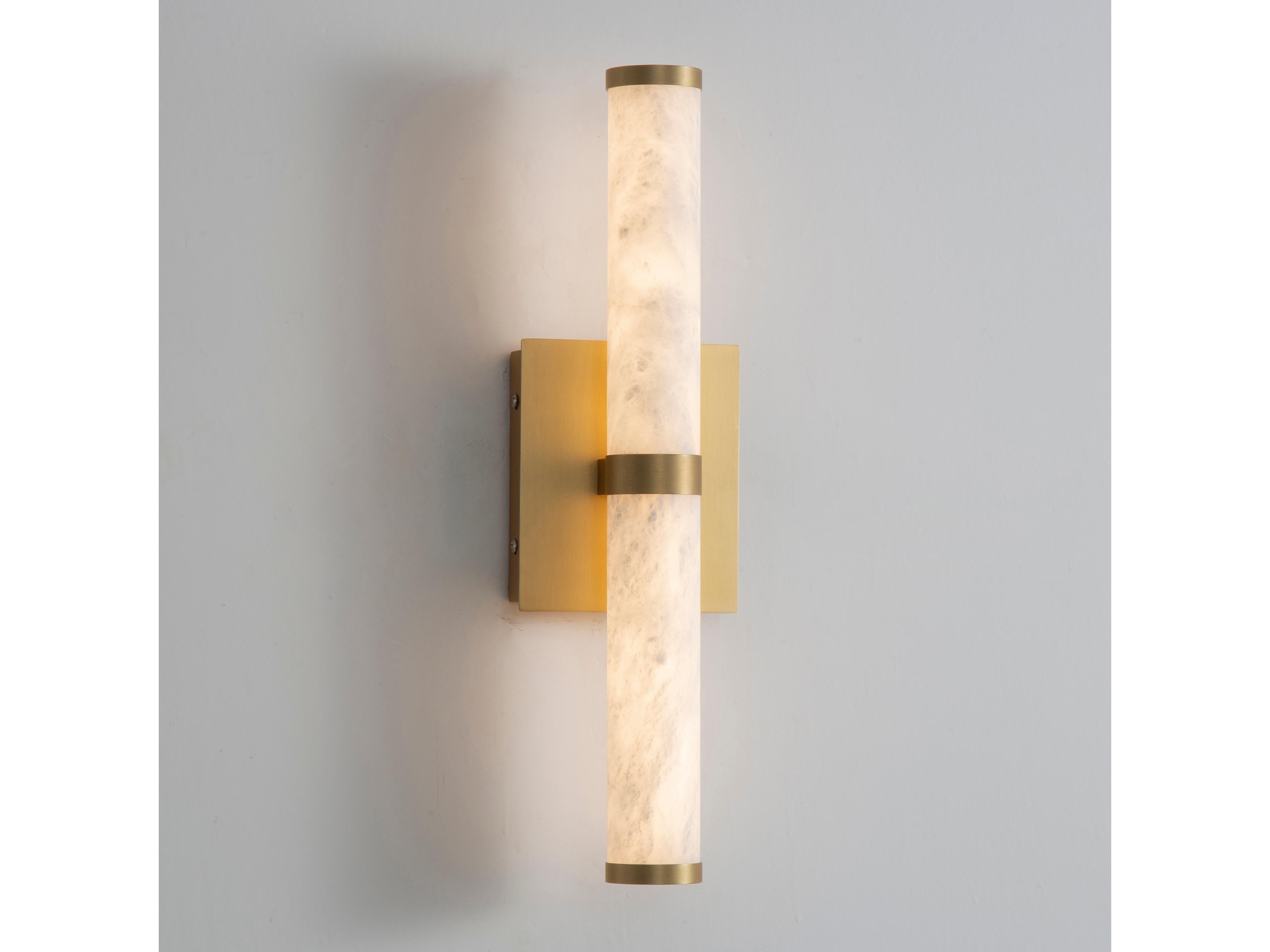 ET2 Aragon 2-Light White Alabaster Gold Wall Sconce