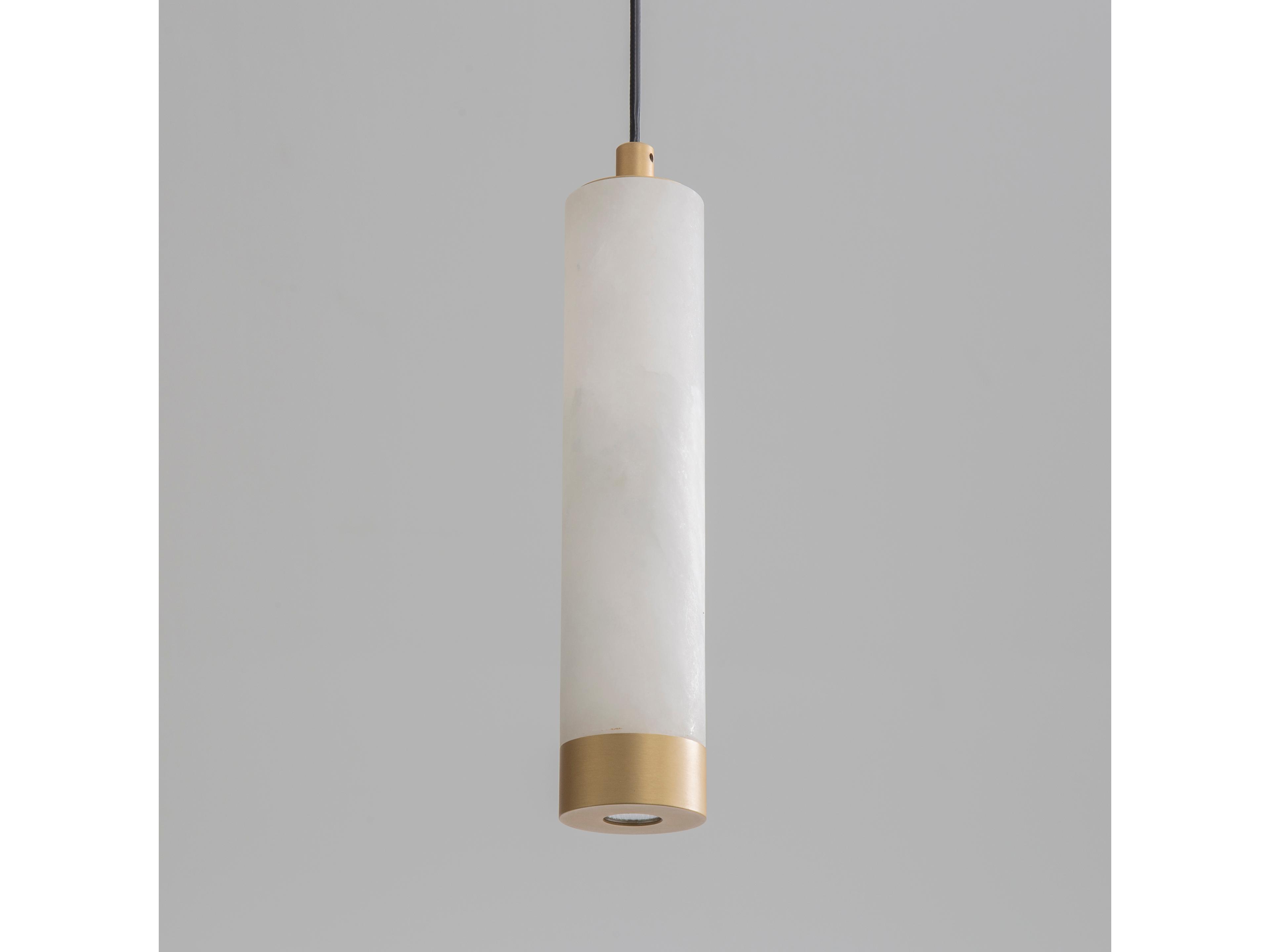 ET2 Aragon 1-Light White Alabaster Gold Cylinder Mini Pendant